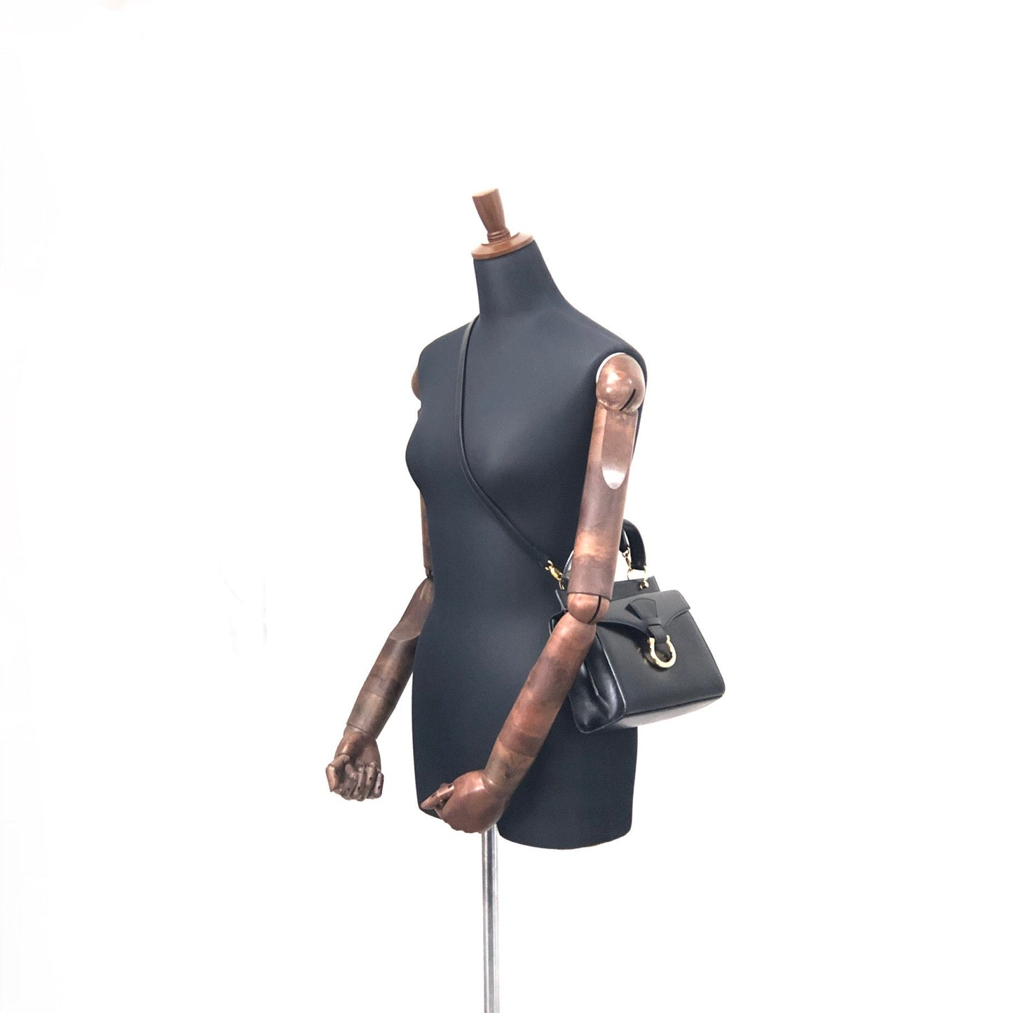 CELINE Horsebit Double face Handbag Shoulder bag Black Vintage Old Celine ainh7x
