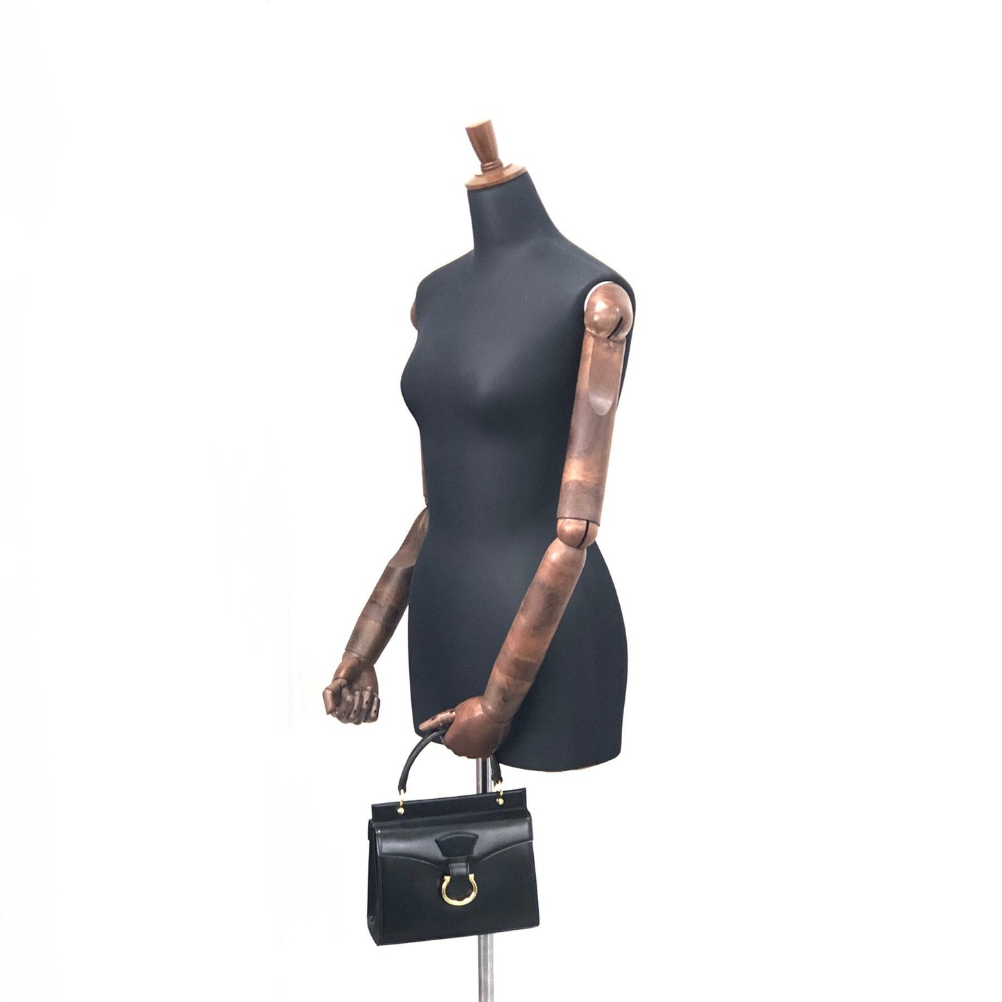 CELINE Horsebit Double face Handbag Shoulder bag Black Vintage Old Celine ainh7x