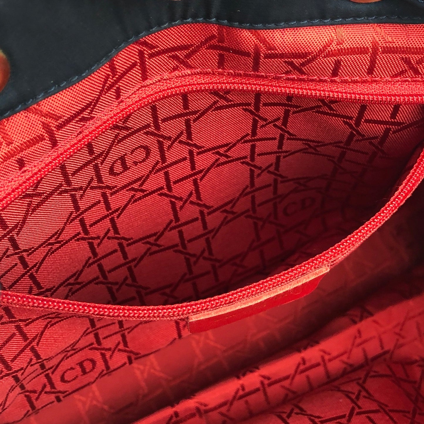 Christian Dior Cannage Charm Nylon Drawstring Shoulderbag Dark navy Vintage Old czvhv4