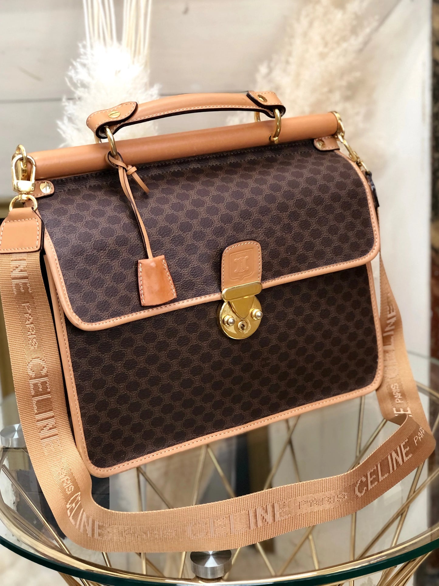 CELINE Macadam Doctor bag Crossbody Shoulder bag Brown Vintage OldCELINE tts4iw