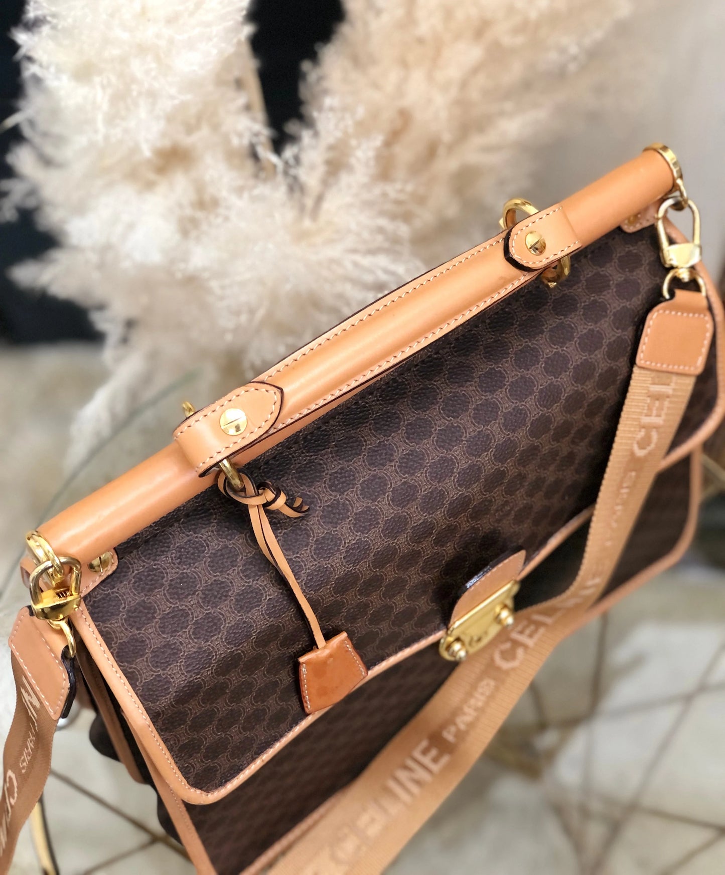 CELINE Macadam Doctor bag Crossbody Shoulder bag Brown Vintage OldCELINE tts4iw