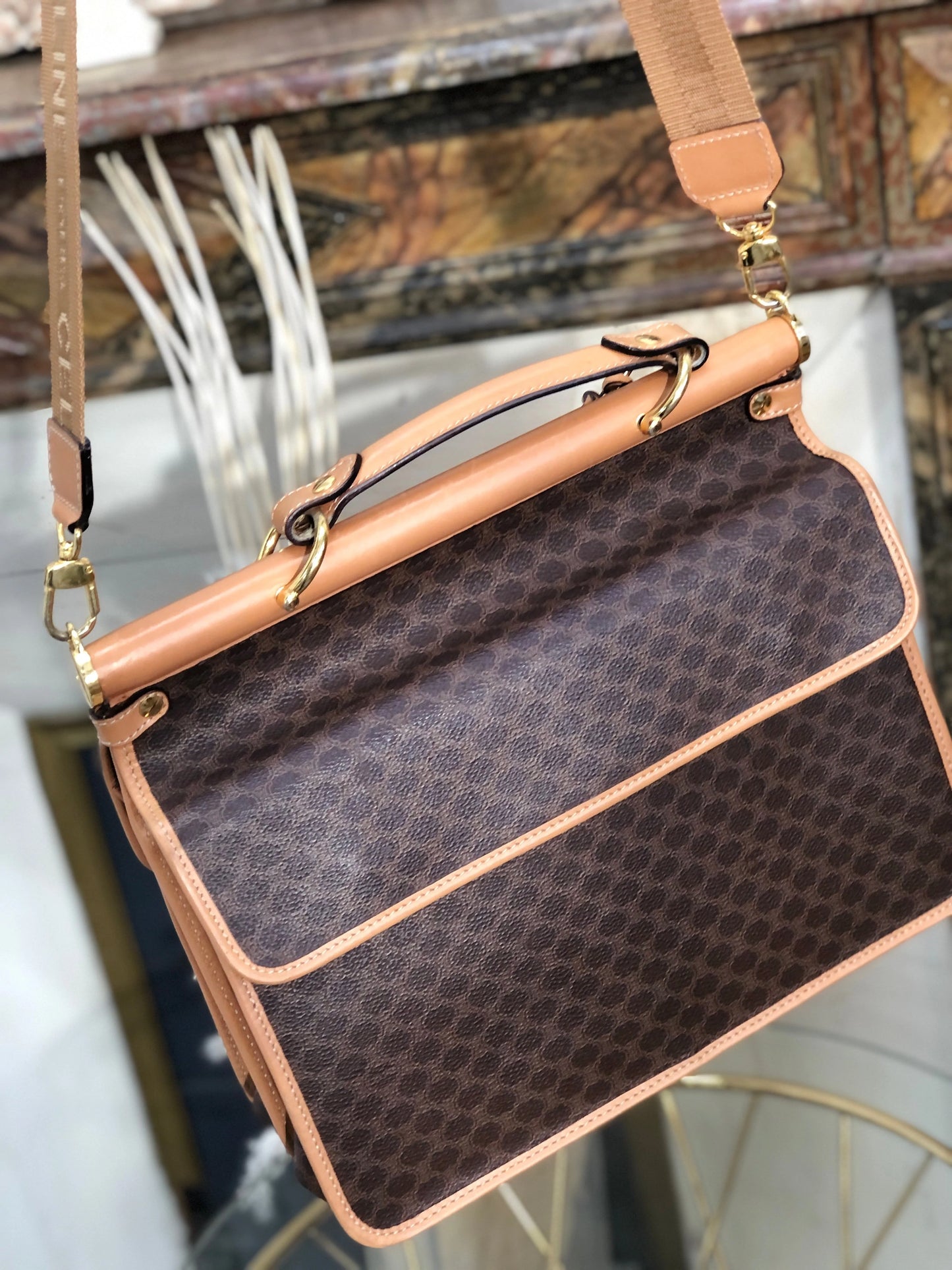 CELINE Macadam Doctor bag Crossbody Shoulder bag Brown Vintage OldCELINE tts4iw