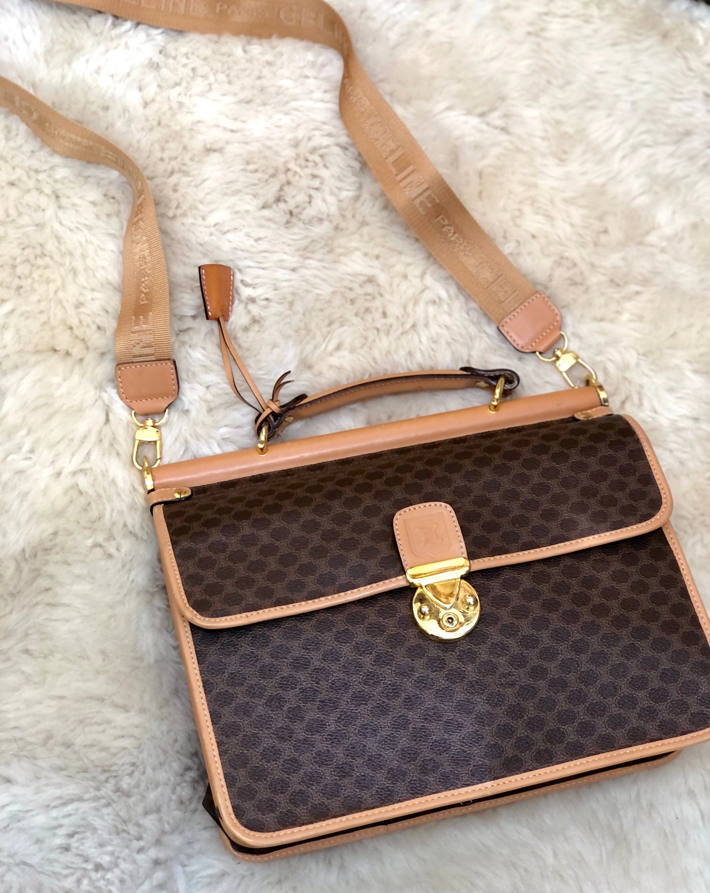 CELINE Macadam Doctor bag Crossbody Shoulder bag Brown Vintage OldCELINE tts4iw