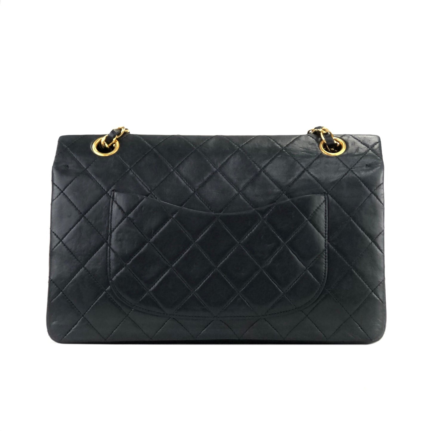 CHANEL Matelasse Coco Turn lock Lambskin Double flap Chain Shoulder bag Black Old Vintage 72dn4p