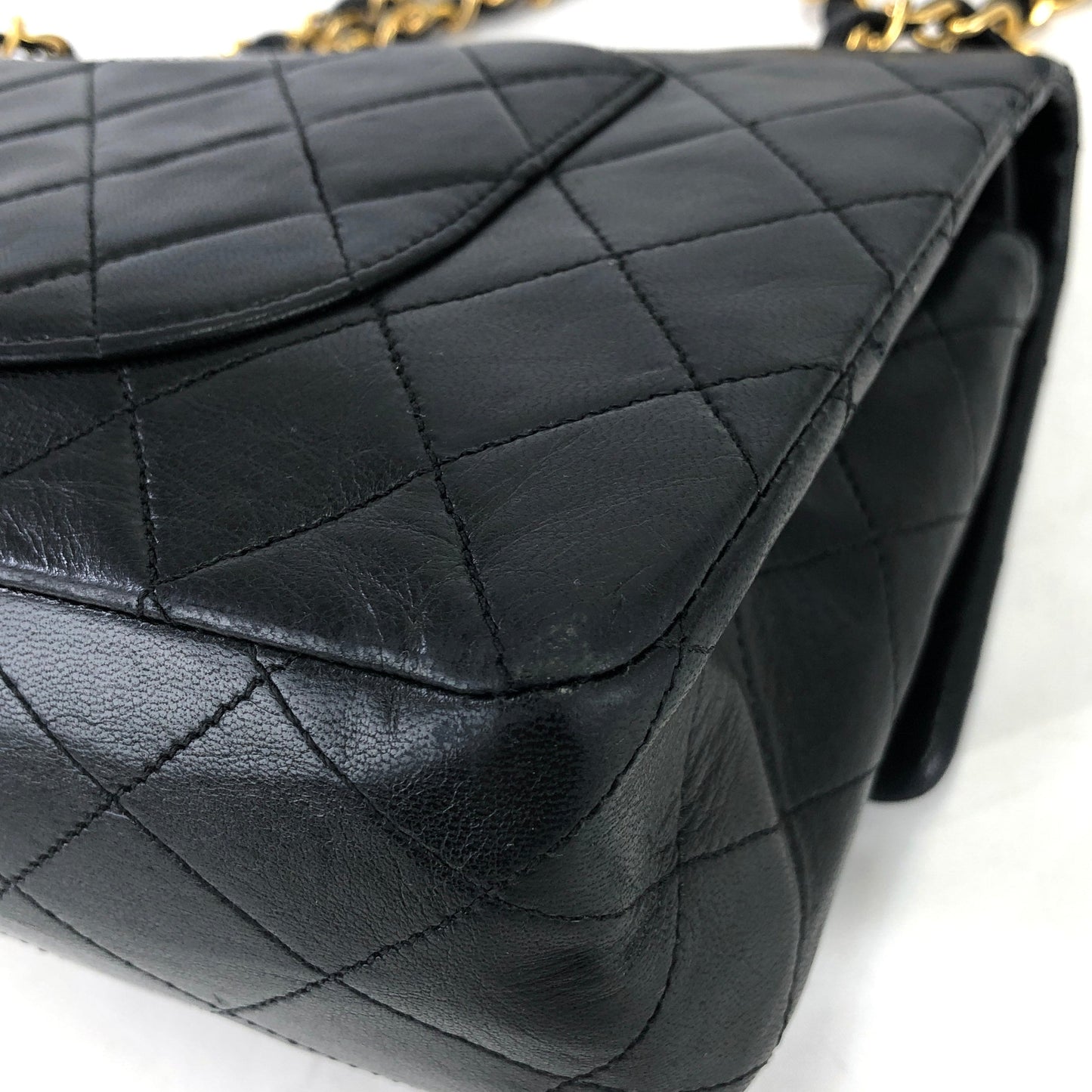 CHANEL Matelasse Coco Turn lock Lambskin Double flap Chain Shoulder bag Black Old Vintage 72dn4p
