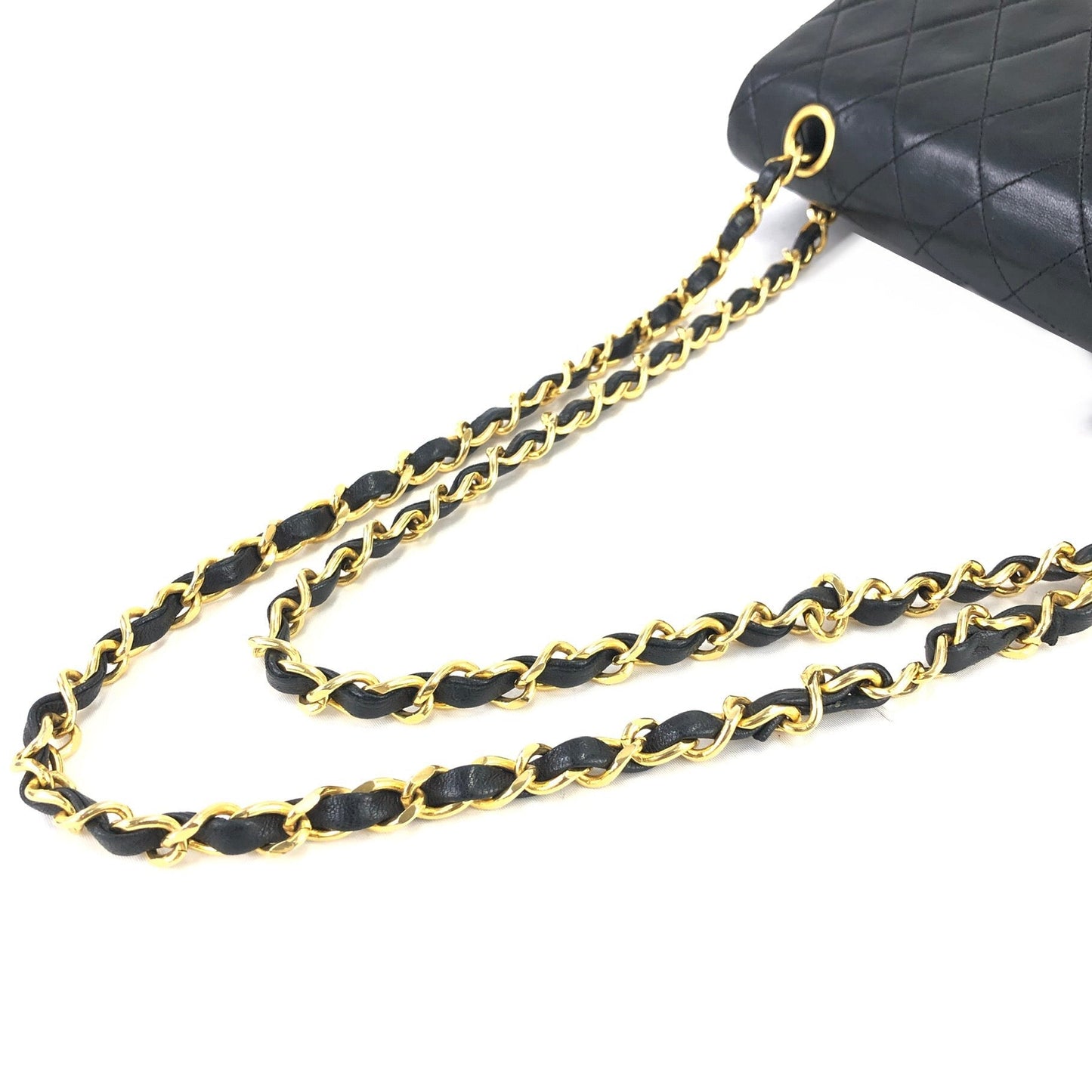 CHANEL Matelasse Coco Turn lock Lambskin Double flap Chain Shoulder bag Black Old Vintage 72dn4p