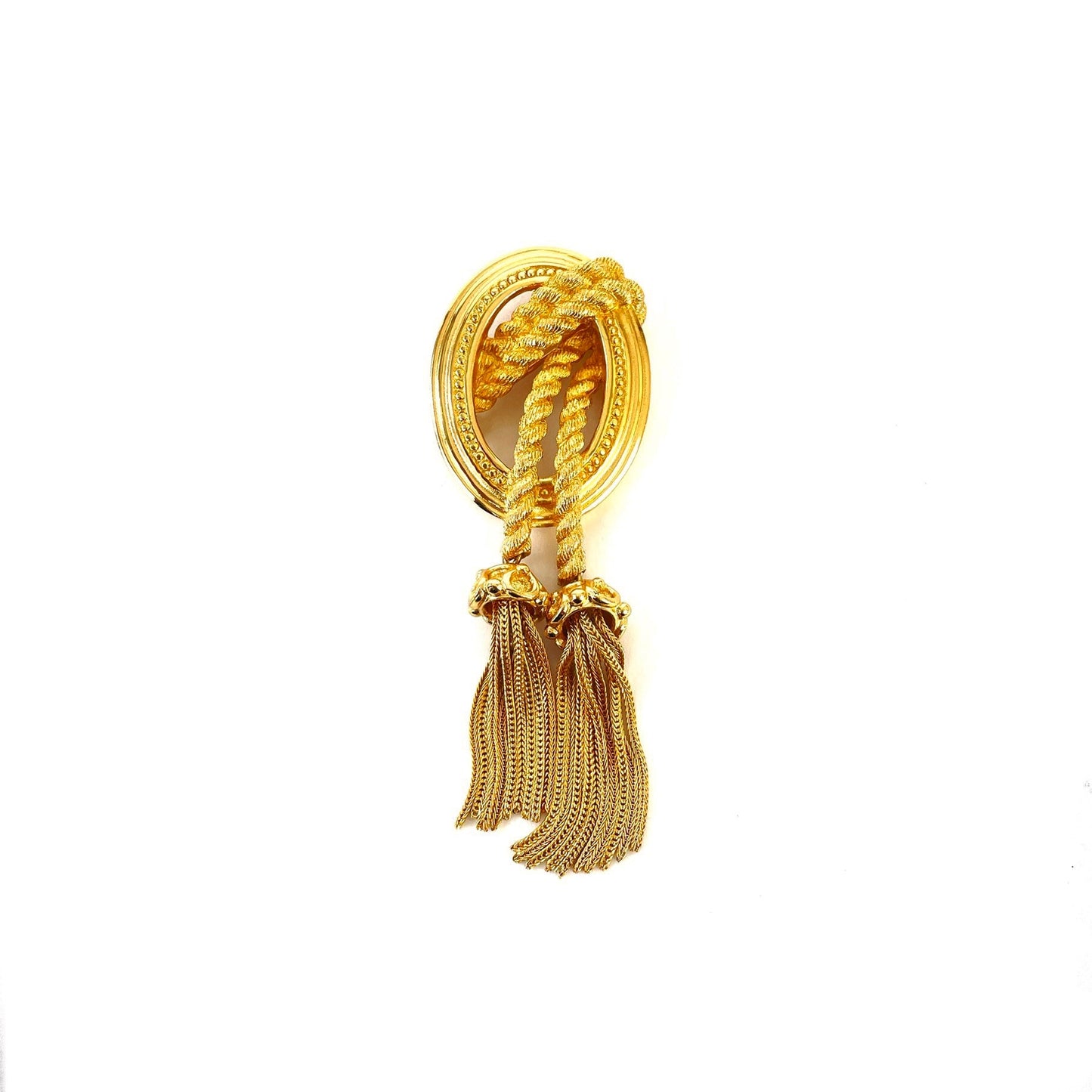 Christian Dior Tassel Brooch Gold Accessory Vintage old rwznhe