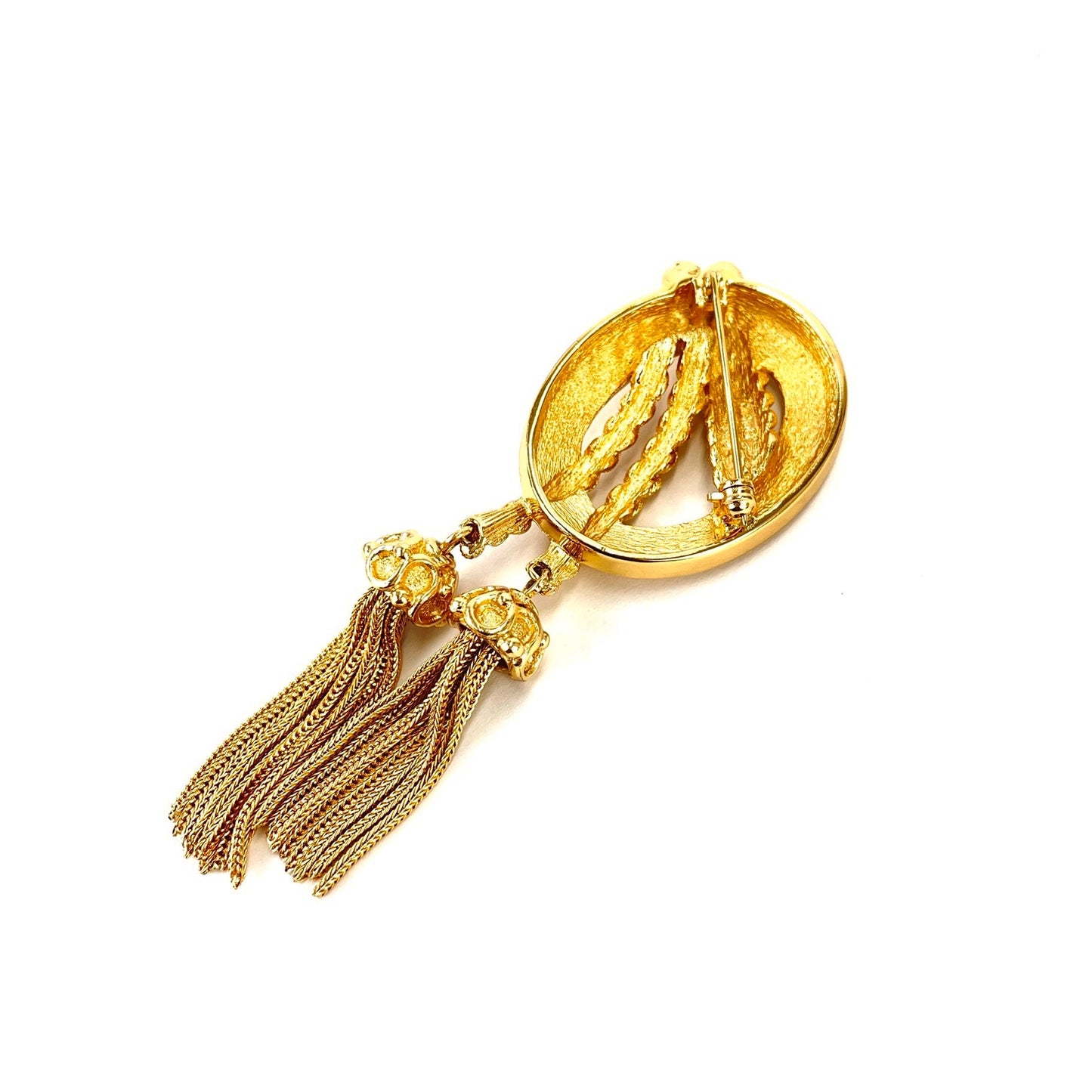 Christian Dior Tassel Brooch Gold Accessory Vintage old rwznhe