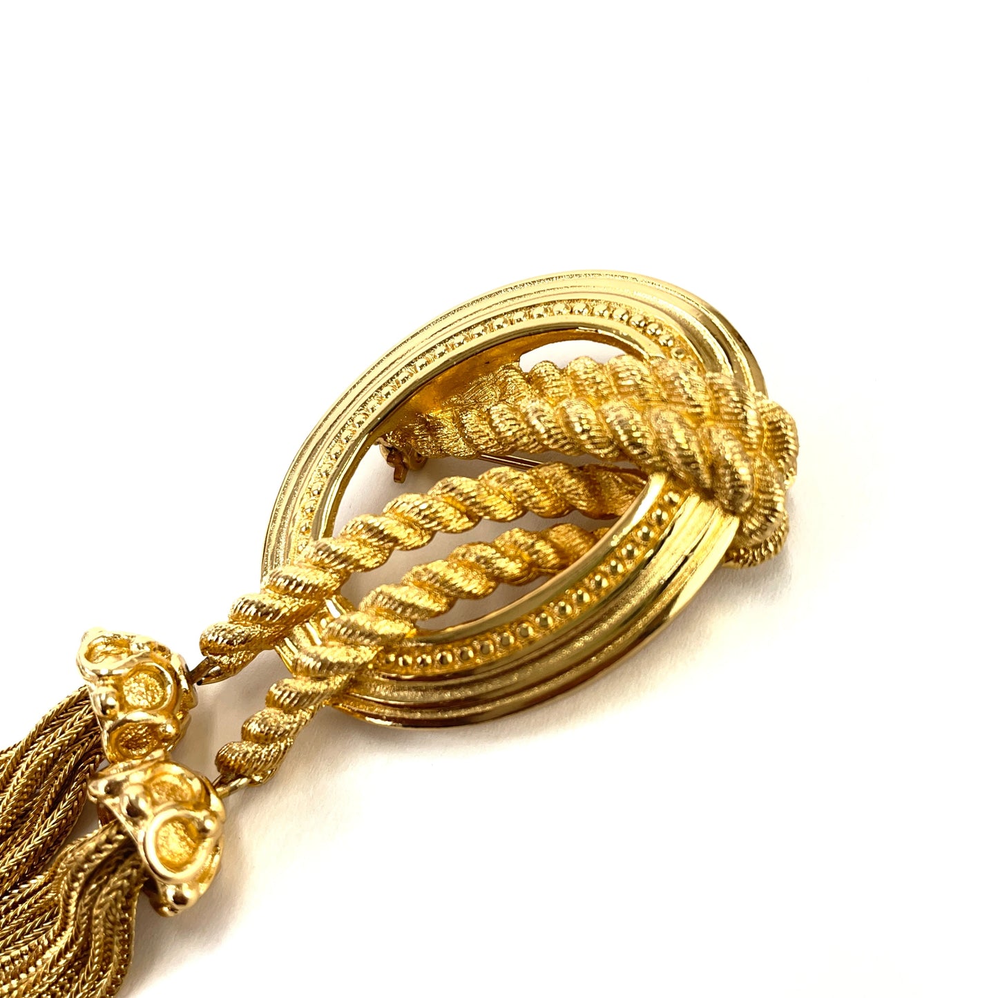 Christian Dior Tassel Brooch Gold Accessory Vintage old rwznhe