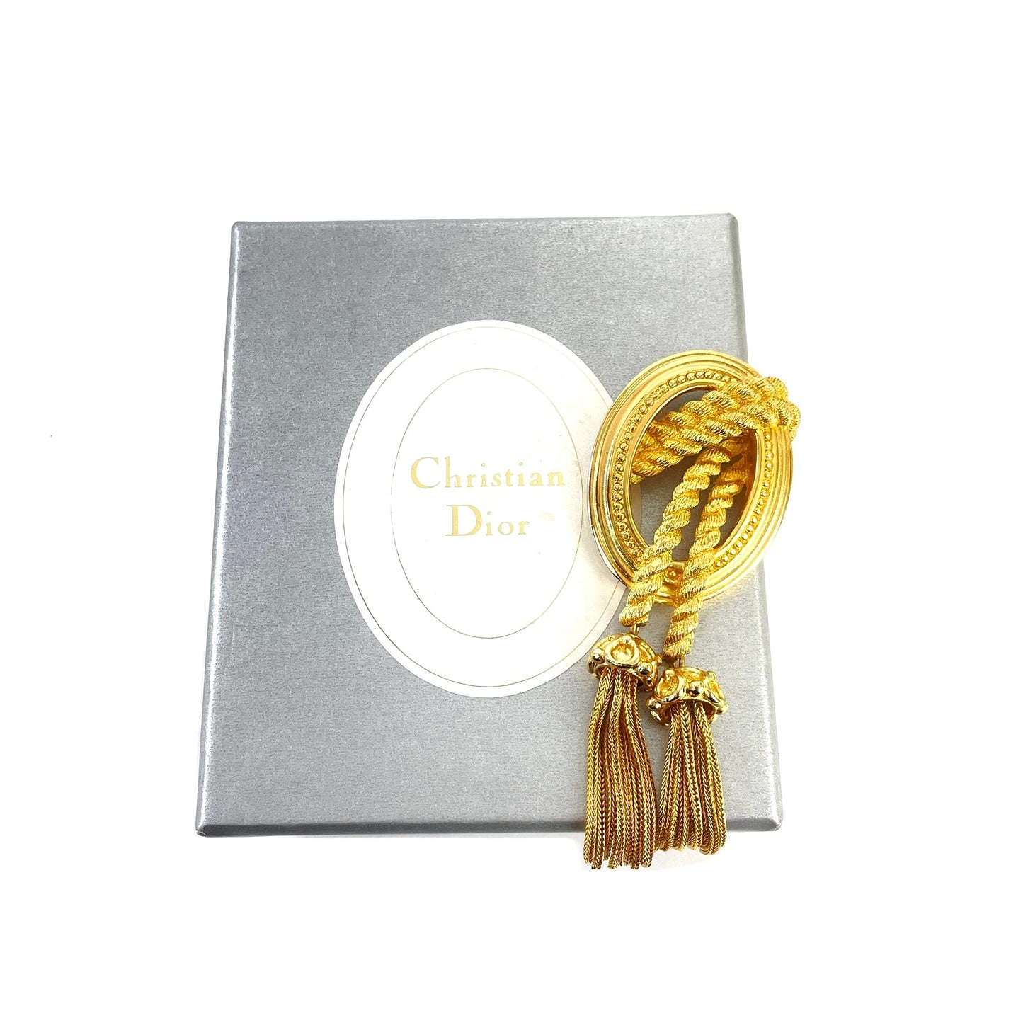 Christian Dior Tassel Brooch Gold Accessory Vintage old rwznhe