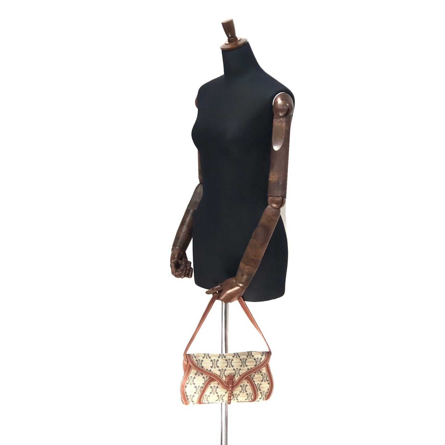 CELINE Triomphe pattern Hobobag Handbag Beige Vintage Old CELINE gctpmy
