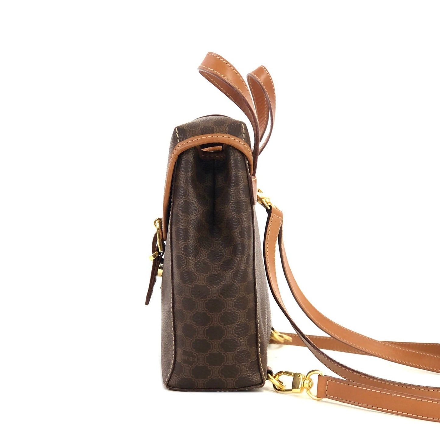CELINE Macadam 2Way Double Mini Backpack Slingbag Brown Vintage Old CELINE gptz5h