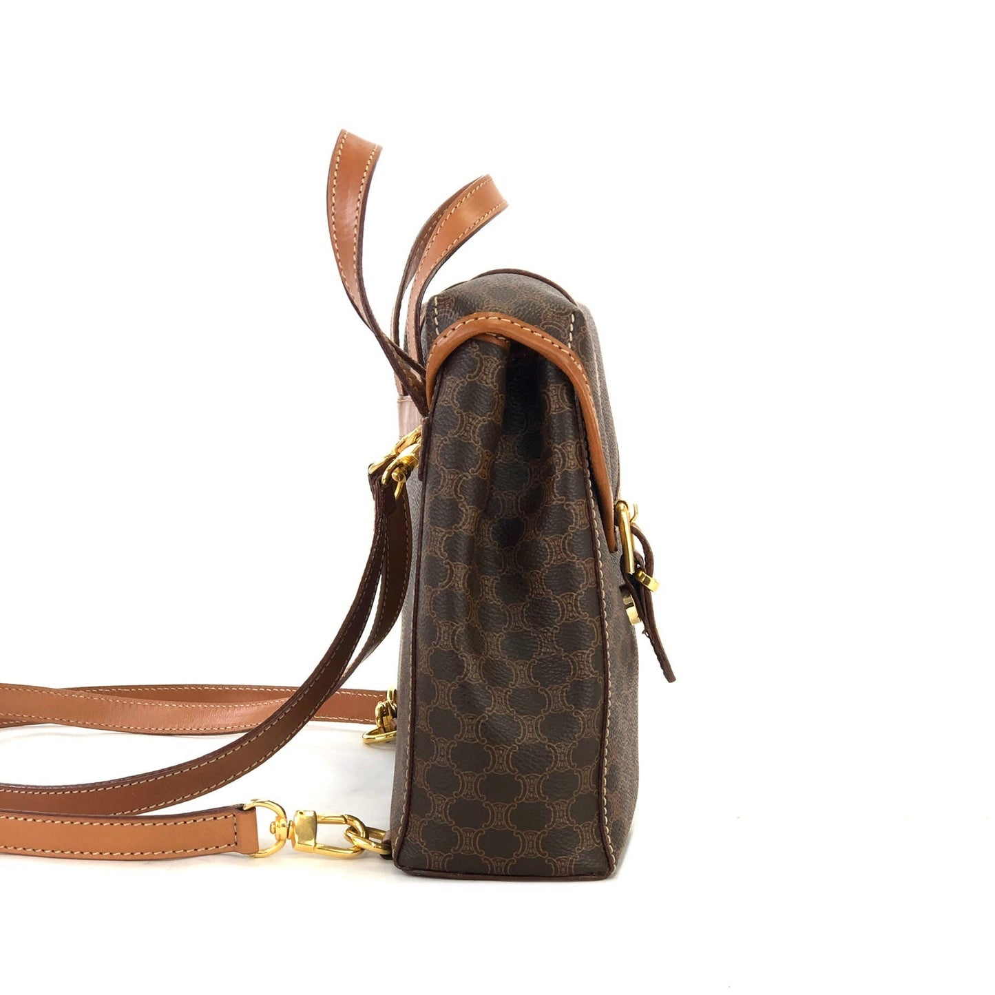 CELINE Macadam 2Way Double Mini Backpack Slingbag Brown Vintage Old CELINE gptz5h