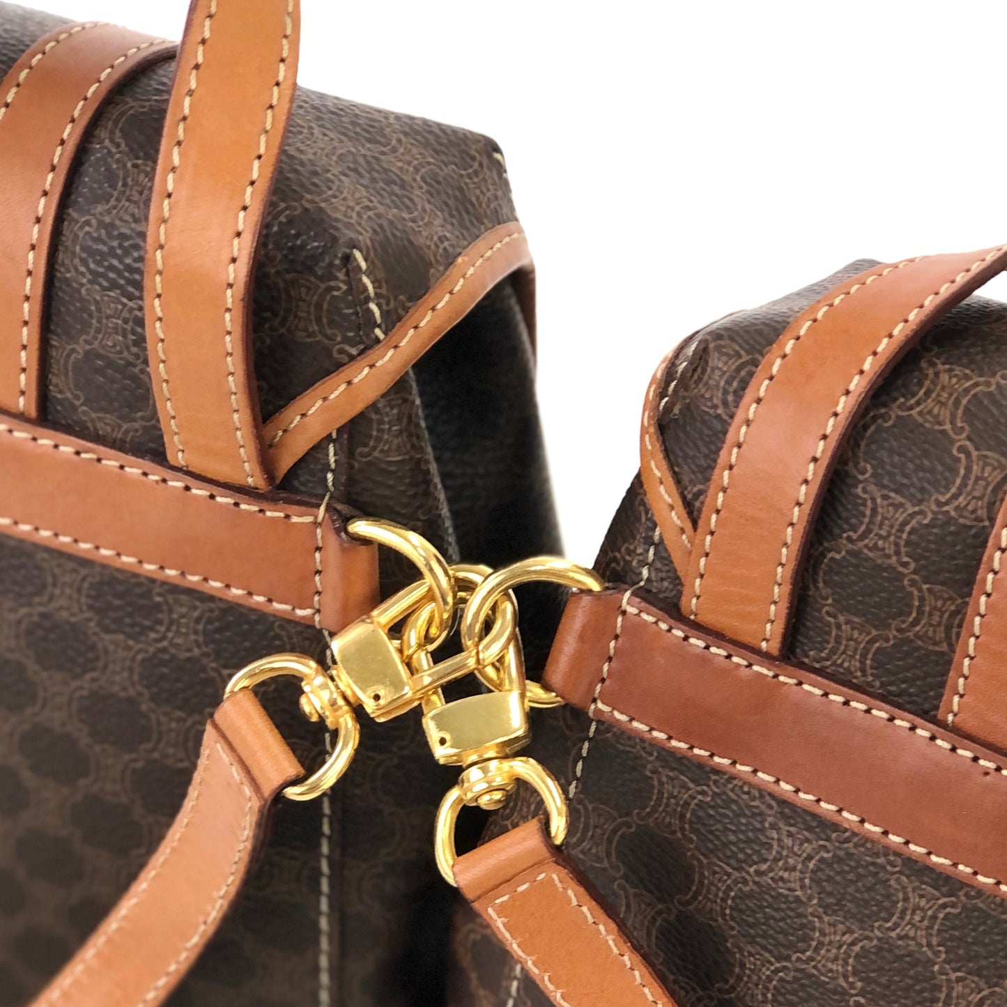CELINE Macadam 2Way Double Mini Backpack Slingbag Brown Vintage Old CELINE gptz5h