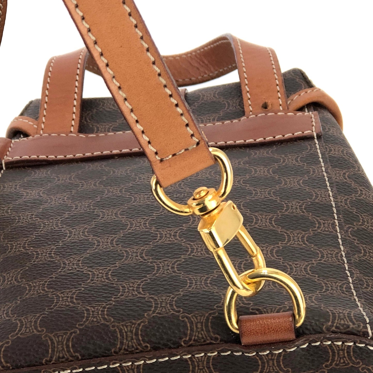 CELINE Macadam 2Way Double Mini Backpack Slingbag Brown Vintage Old CELINE gptz5h