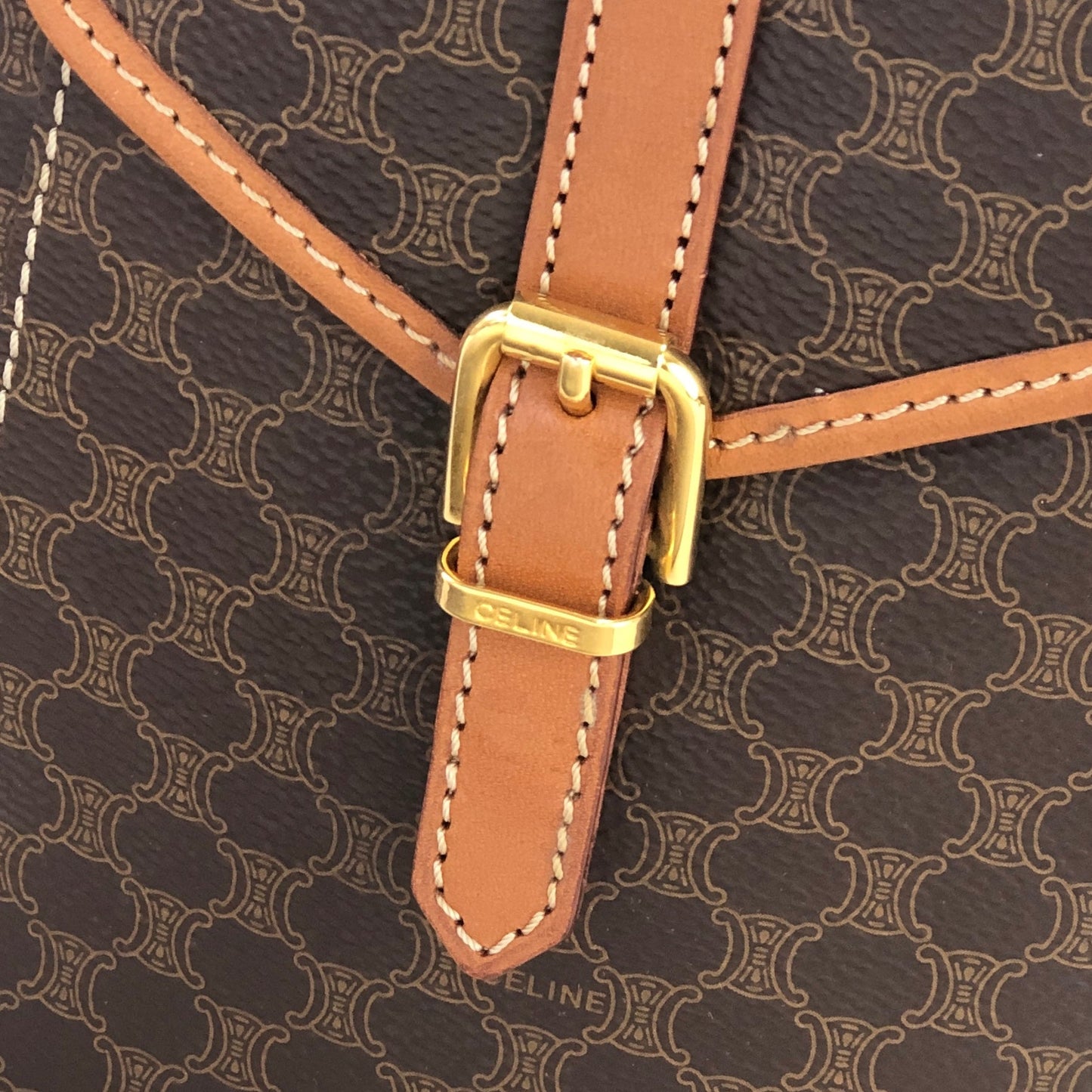 CELINE Macadam 2Way Double Mini Backpack Slingbag Brown Vintage Old CELINE gptz5h