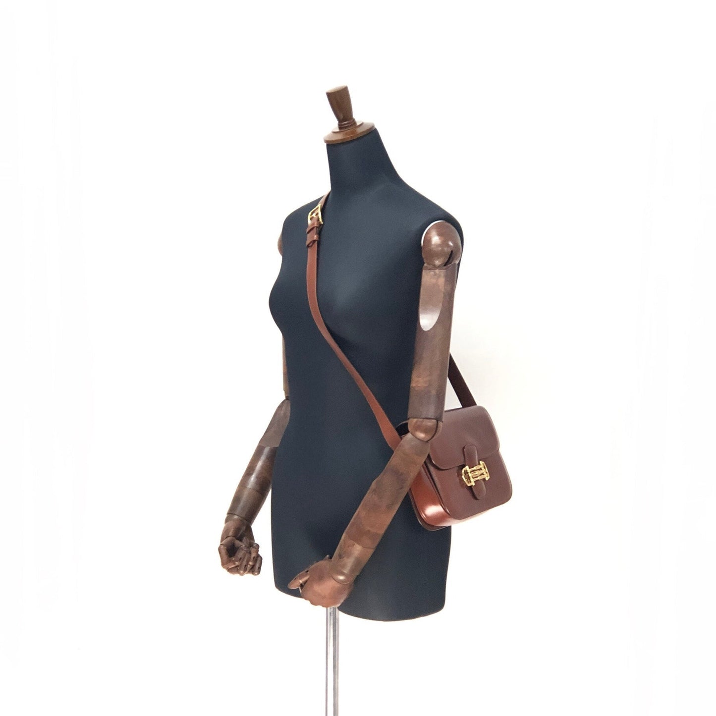 CELINE Three Horsebit Crossbody Shoulder bag Brown Vintage Old Celine jjcdny