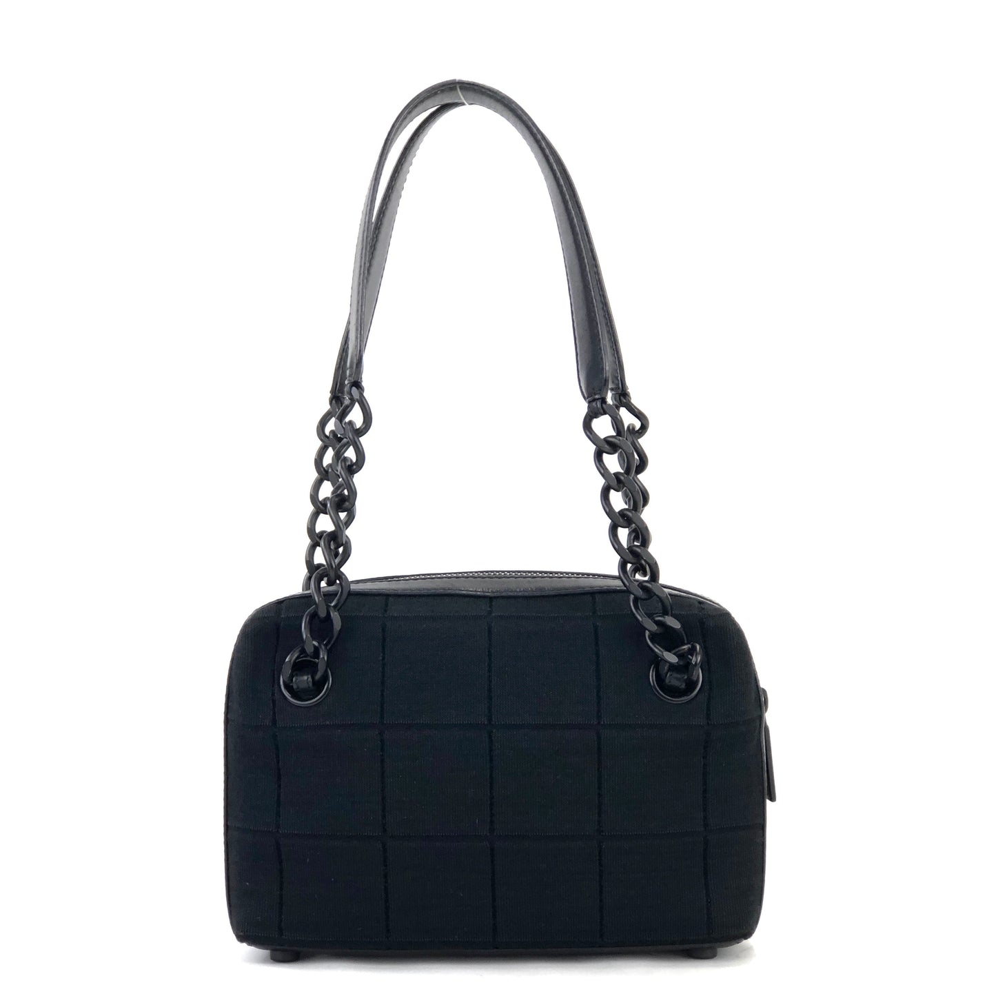 CHANEL Chocolate bar Fabric Chain Handbag Shoulder bag Black Vintage Old b7kuuv