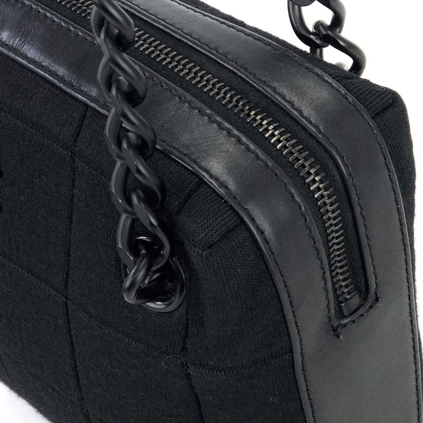CHANEL Chocolate bar Fabric Chain Handbag Shoulder bag Black Vintage Old b7kuuv