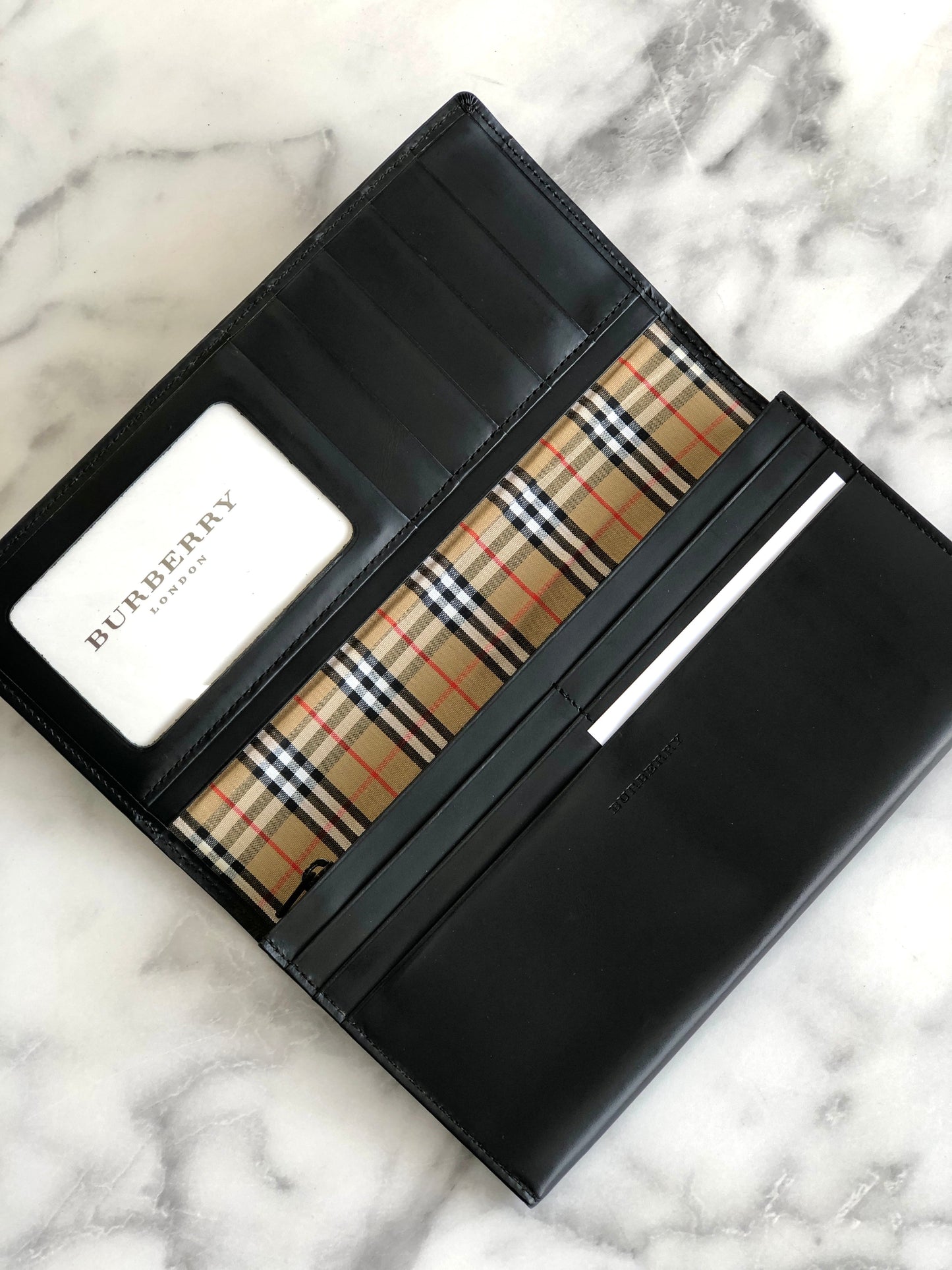 Burberry's 經典格紋標誌皮夾 黑色復古舊款 z7j3rz