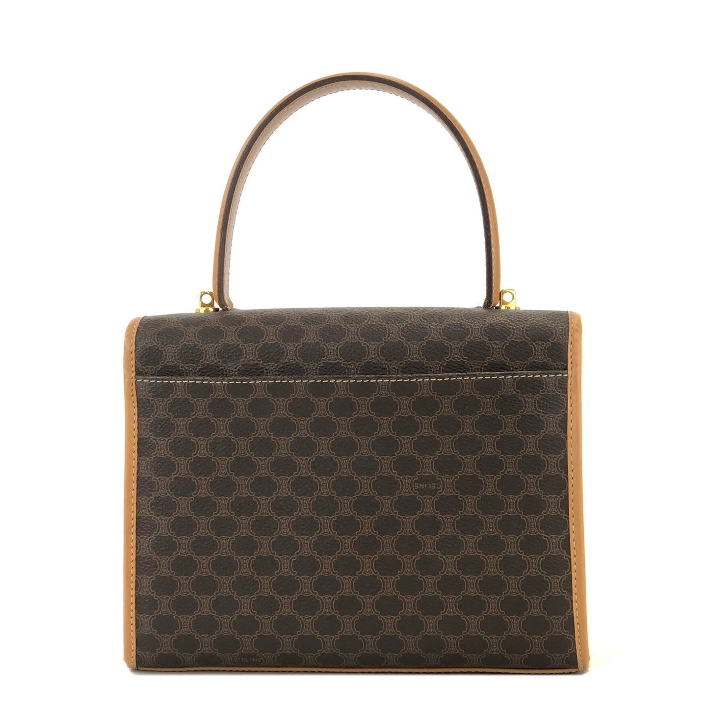 CELINE Macadam Circle logo Handbag Shoulder bag Brown Vintage Old CELINE nppexi