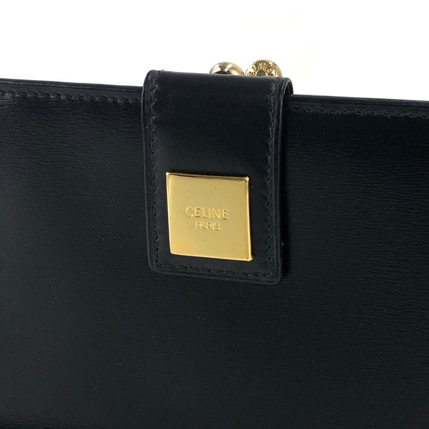 CELINE Logo Compact Wallet Black Accessory Vintage Old celine vxrc5h