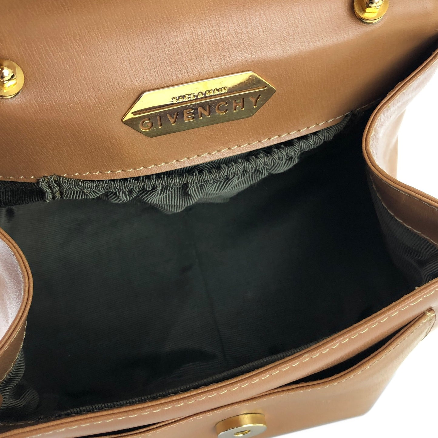 GIVENCHY 標誌 Gancini 手袋 化妝包 棕色小號迷你包 復古 舊 yd4gsg