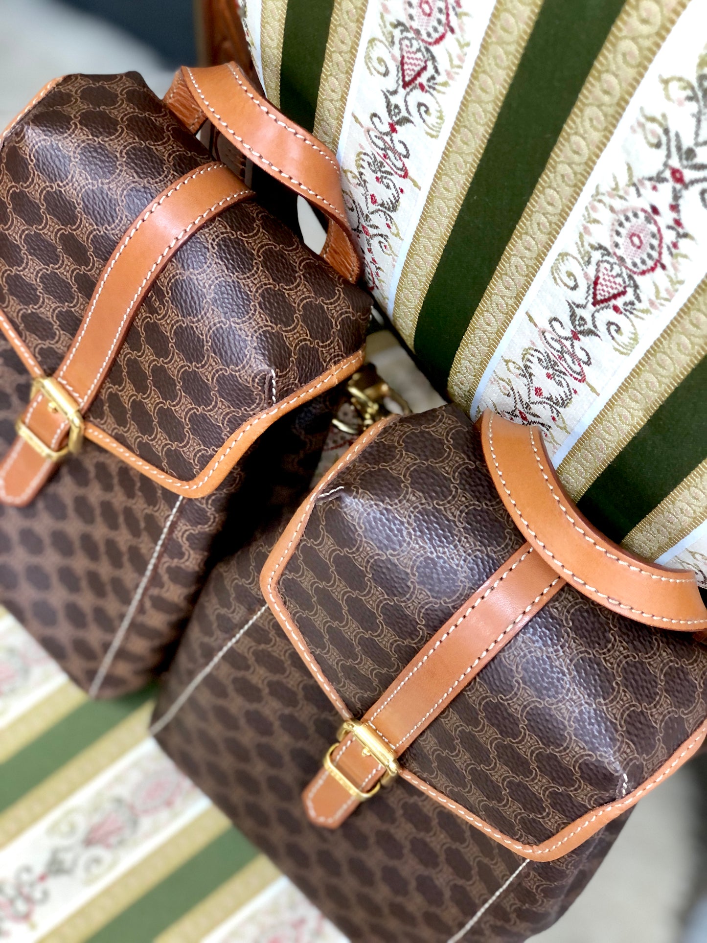 CELINE Macadam 2Way Double Mini Backpack Slingbag Brown Vintage Old CELINE gptz5h