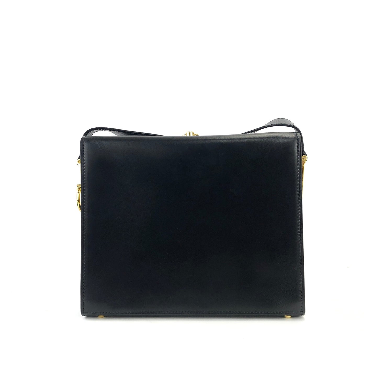 CELINE Gancini Crossbody Box Shoulder bag Black Vintage Old Celine w6vekz