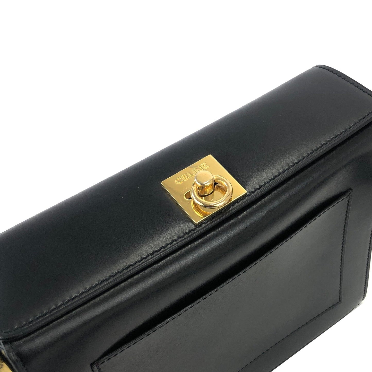 CELINE Gancini Crossbody Box Shoulder bag Black Vintage Old Celine w6vekz