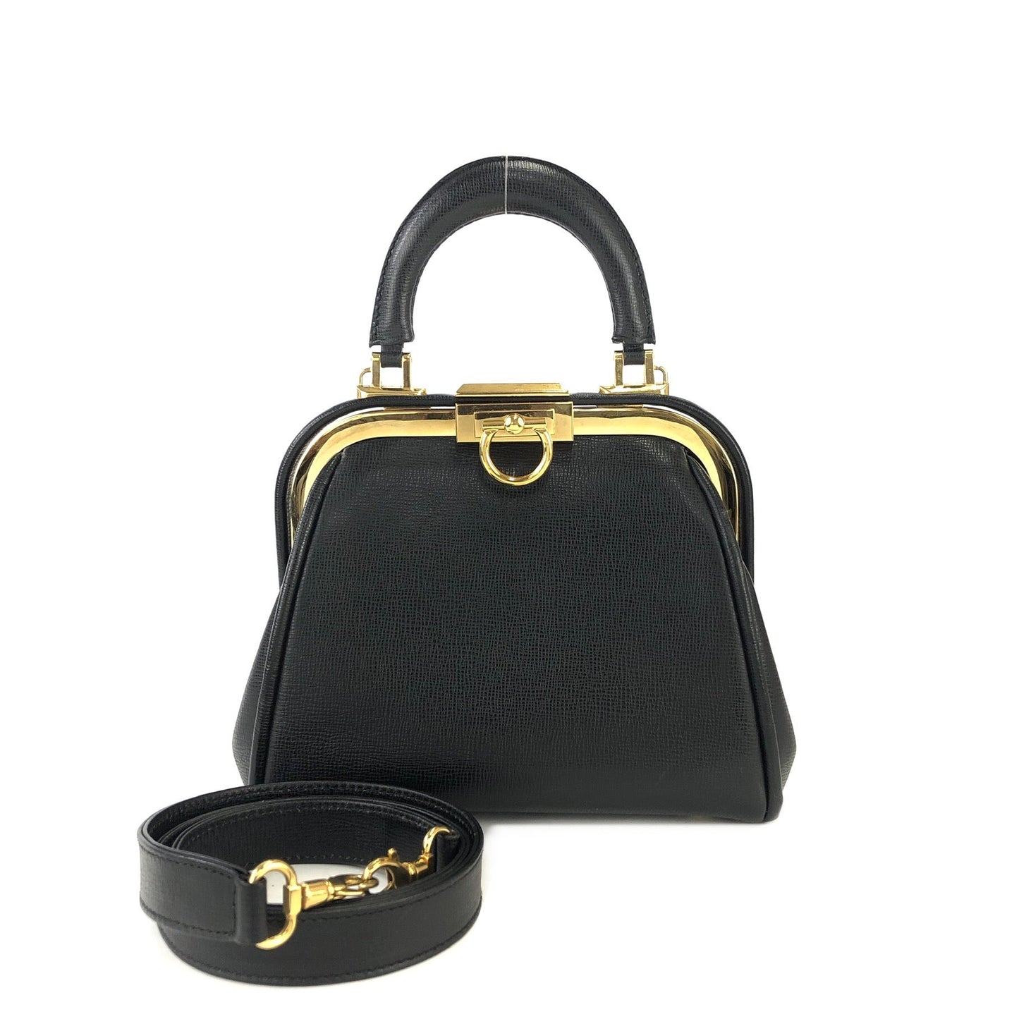 Christian Dior Gancini Clasp Handbag Shoulder bag Black Old Vintage bipezi