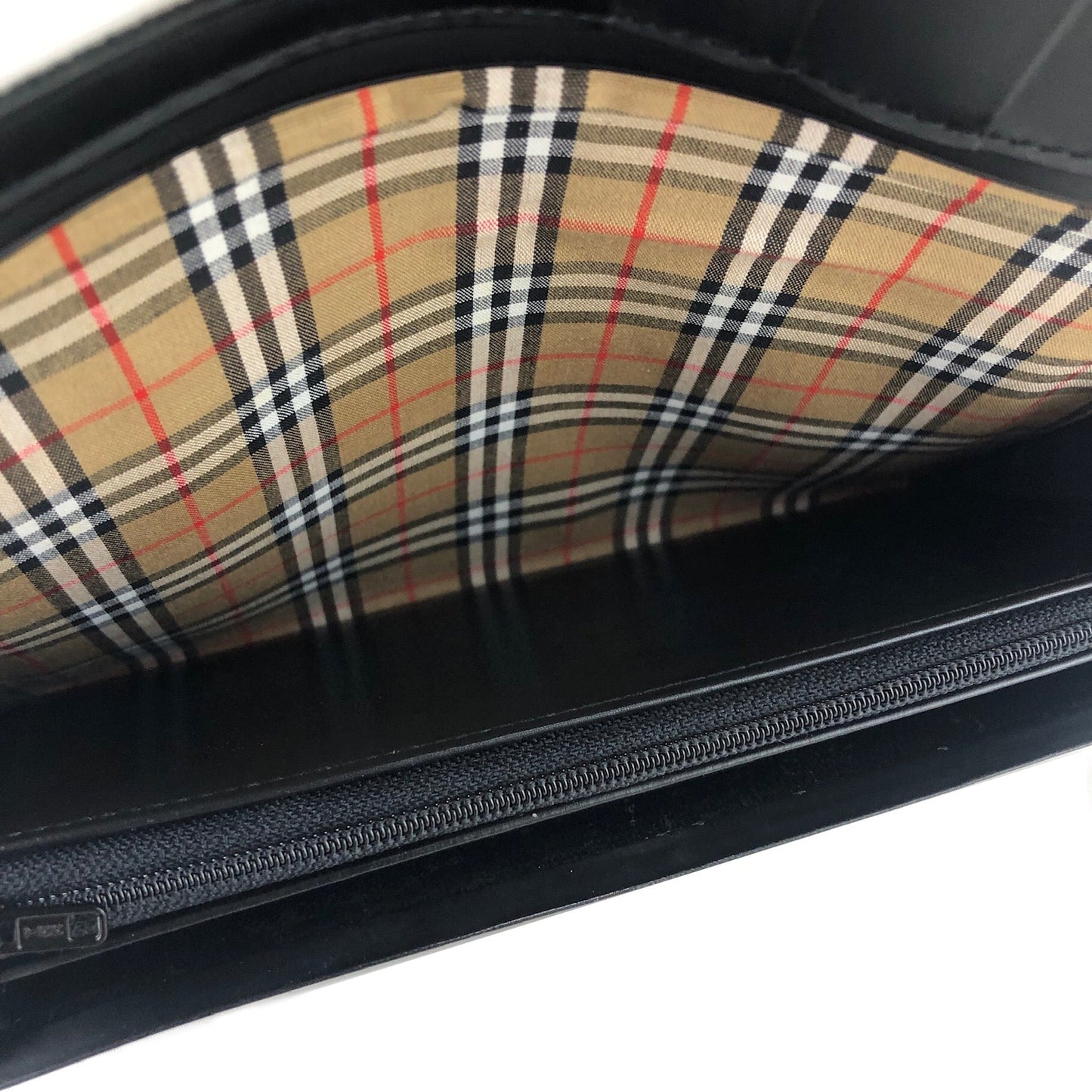 Burberry's 經典格紋標誌皮夾 黑色復古舊款 z7j3rz