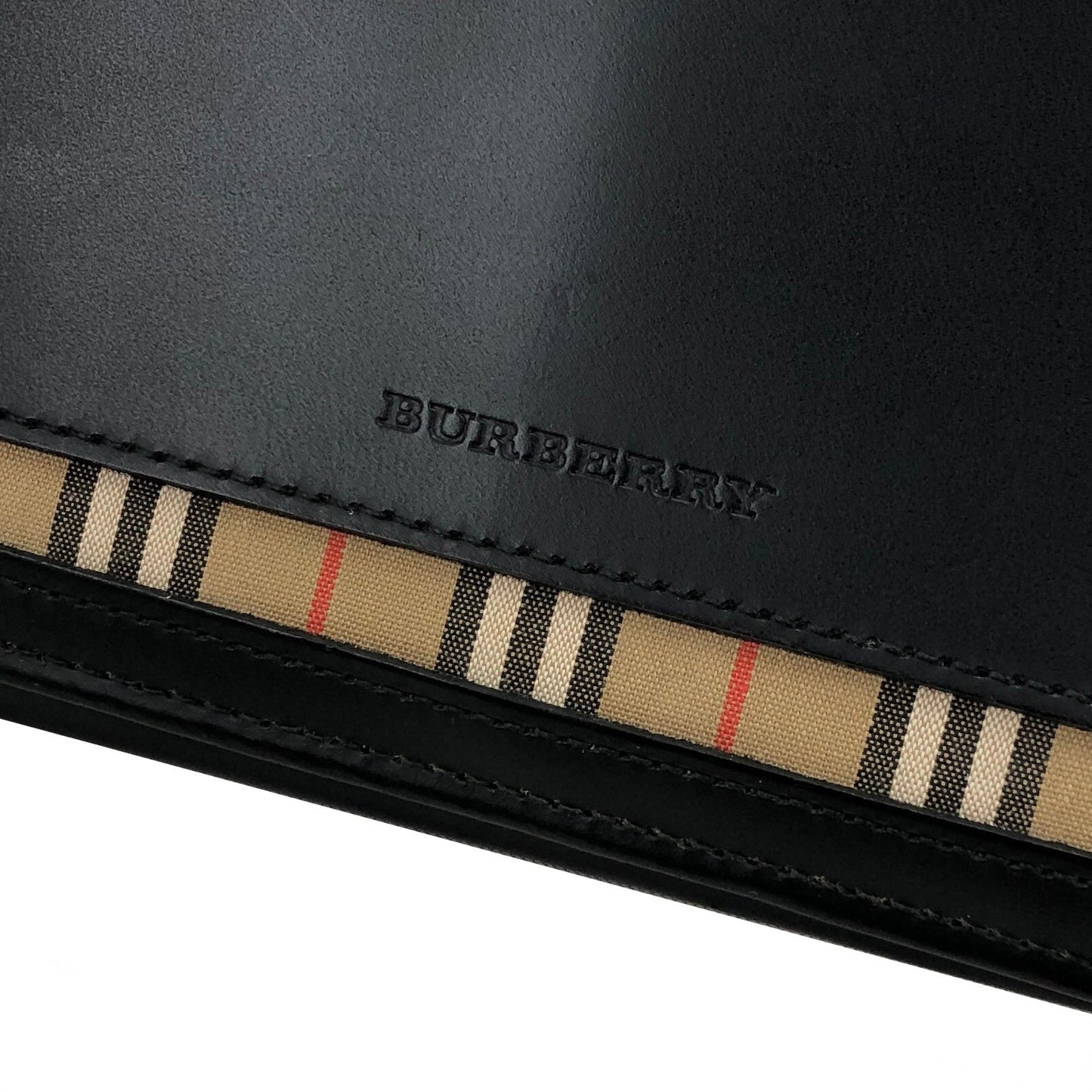 Burberry's 經典格紋標誌皮夾 黑色復古舊款 z7j3rz