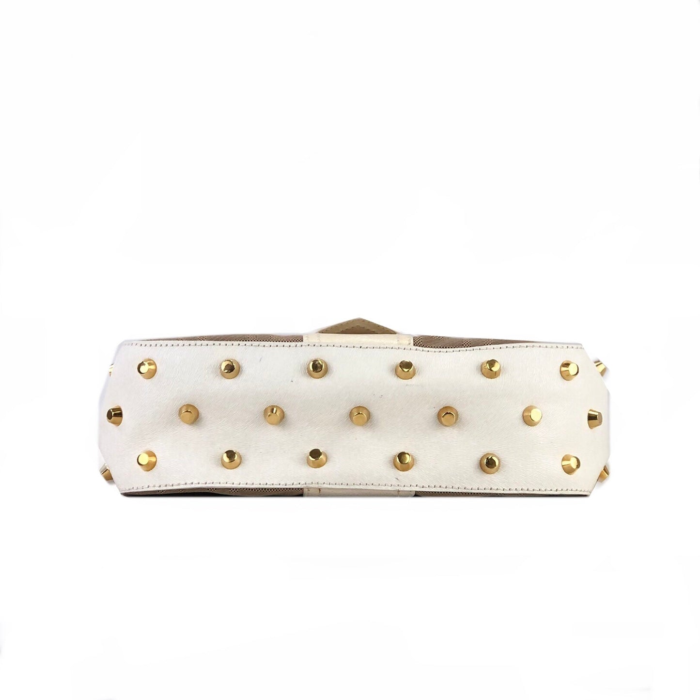 FENDI canvas leather studs mini bag handbag beige white vintage old 26xjgj