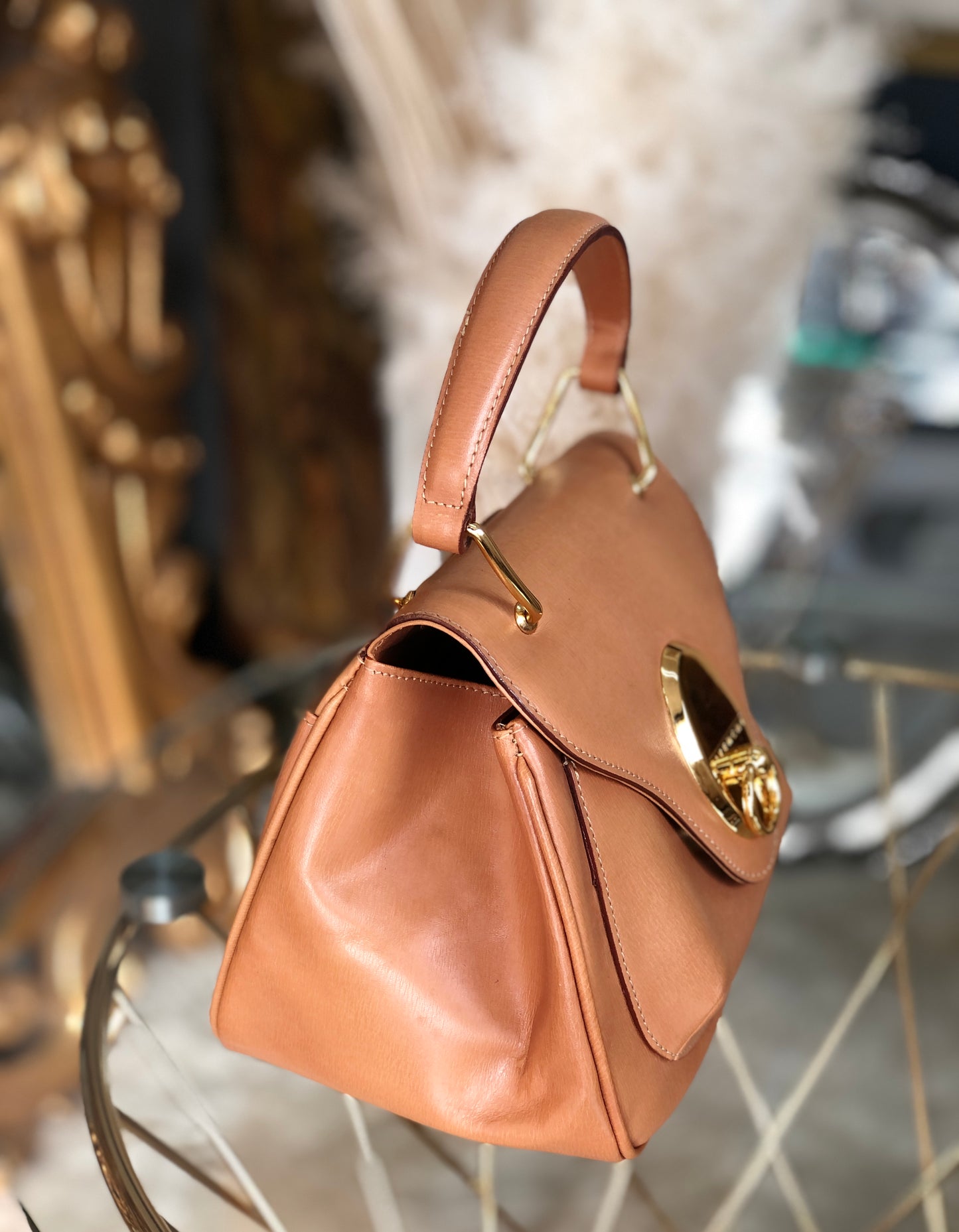 GIVENCHY 標誌 Gancini 手袋 化妝包 棕色小號迷你包 復古 舊 yd4gsg