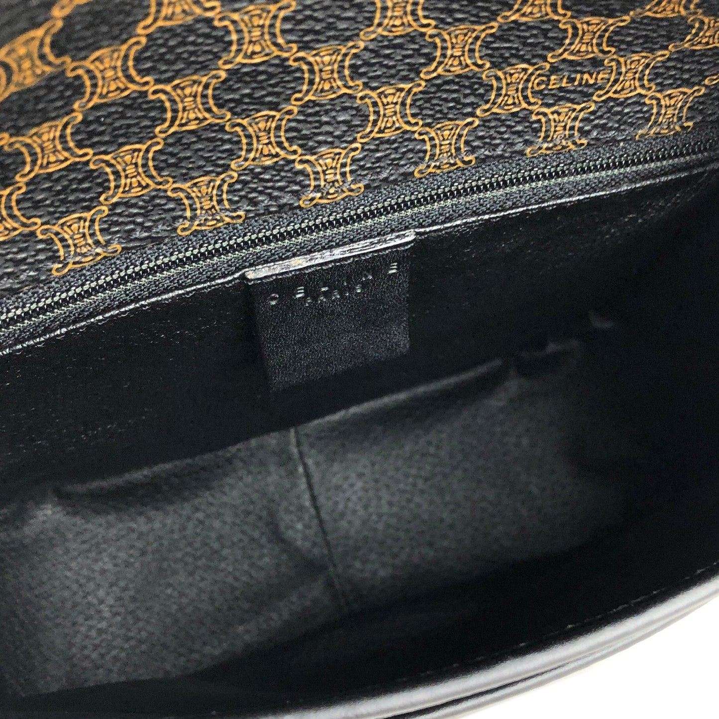 CELINE Macadam Front belt Shoulder Bag Black Vintage Old Celine dgvbfp