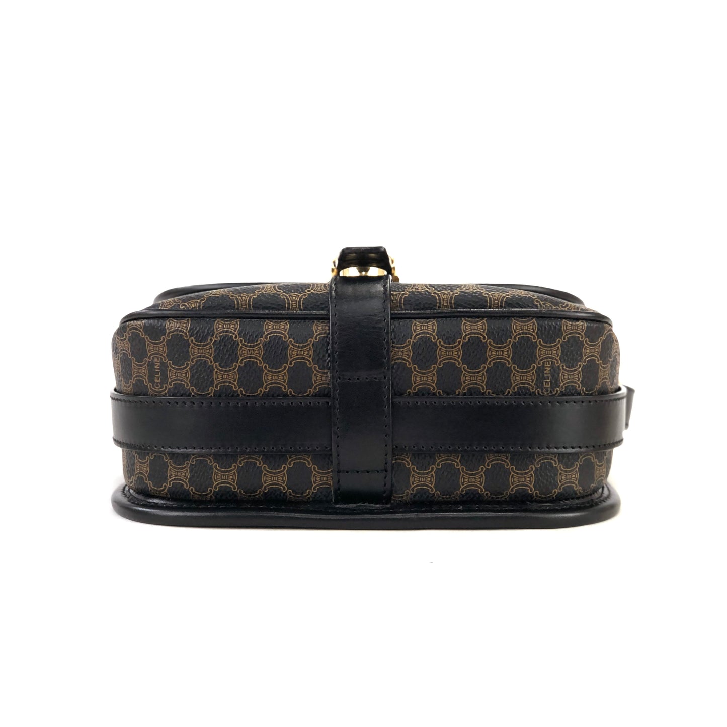 CELINE Macadam Front belt Shoulder Bag Black Vintage Old Celine dgvbfp