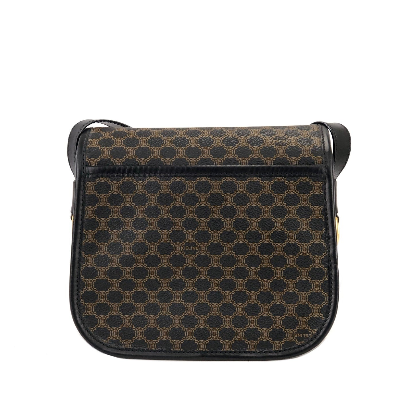 CELINE Macadam Front belt Shoulder Bag Black Vintage Old Celine dgvbfp