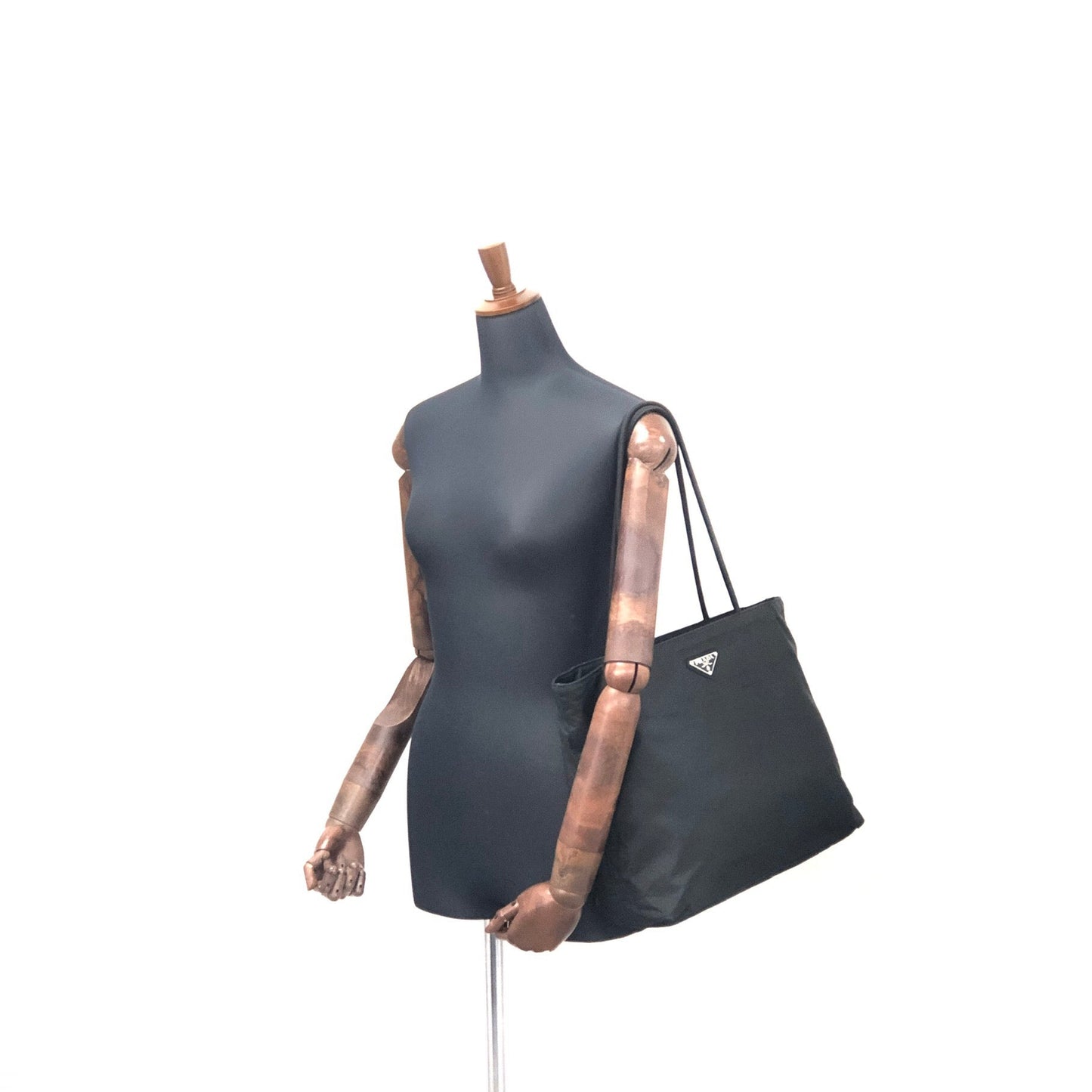 PRADA Triangle logo Nylon Tote bag Black Vintage iz7n5j