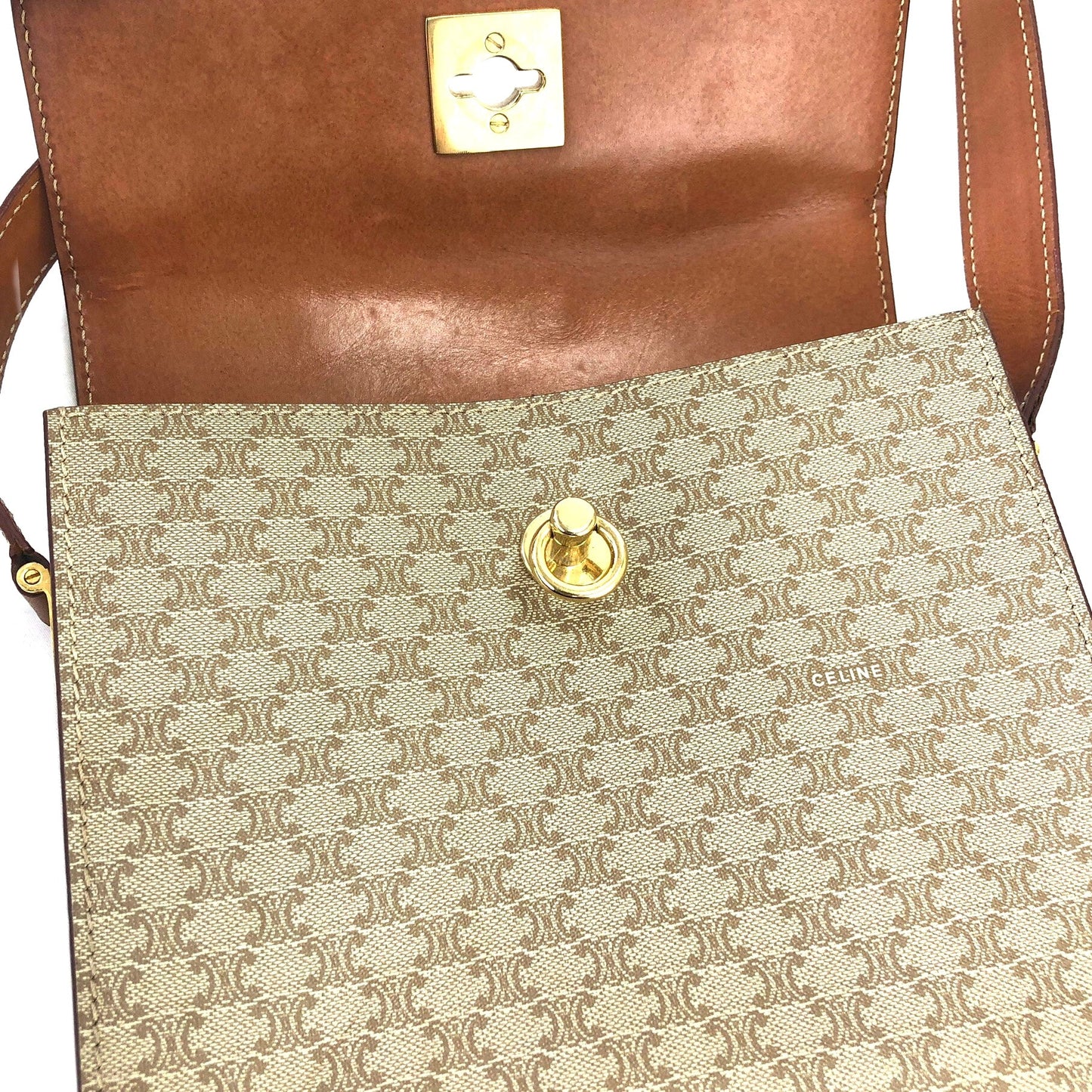 CELINE Macadam Gancini Box 單肩包 米色 復古 舊款 CELINE nk8rzw
