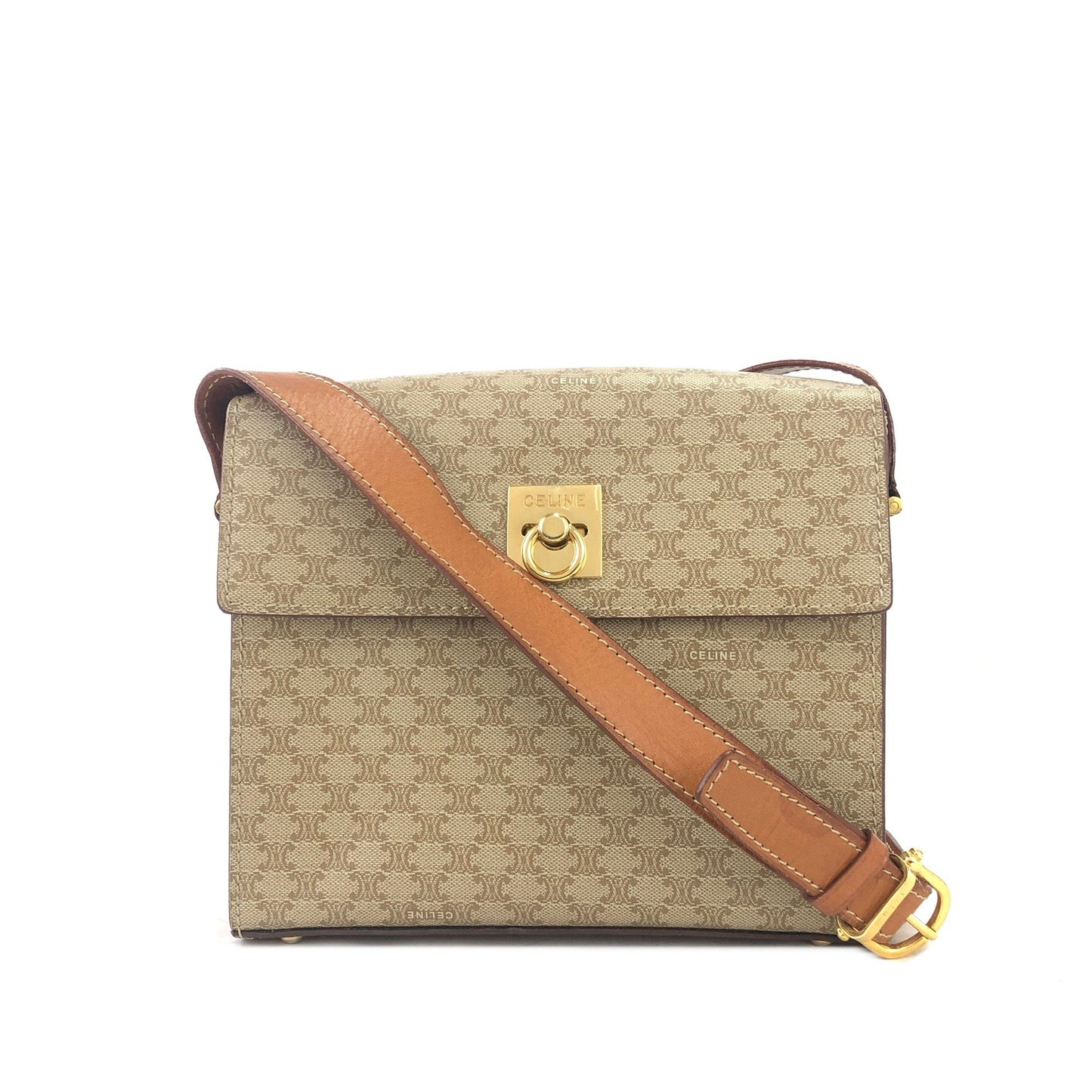CELINE Macadam Gancini Box 單肩包 米色 復古 舊款 CELINE nk8rzw