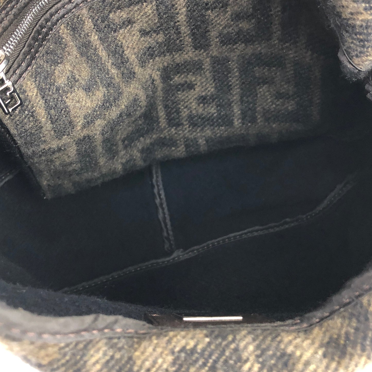 FENDI Zucca Bucket Wool Shoulder bag Handbag Brown Vintage Old h7skhg