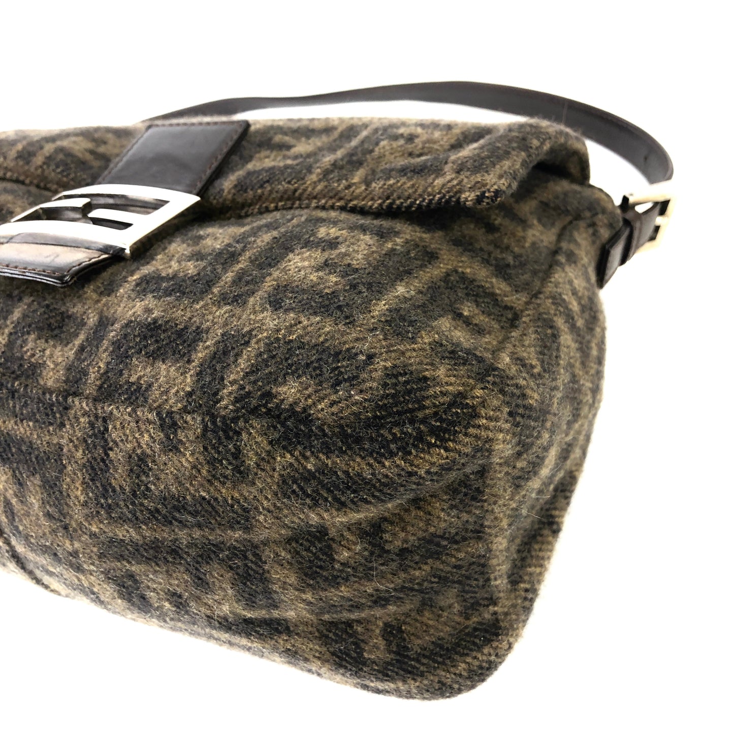 FENDI Zucca Bucket Wool Shoulder bag Handbag Brown Vintage Old h7skhg