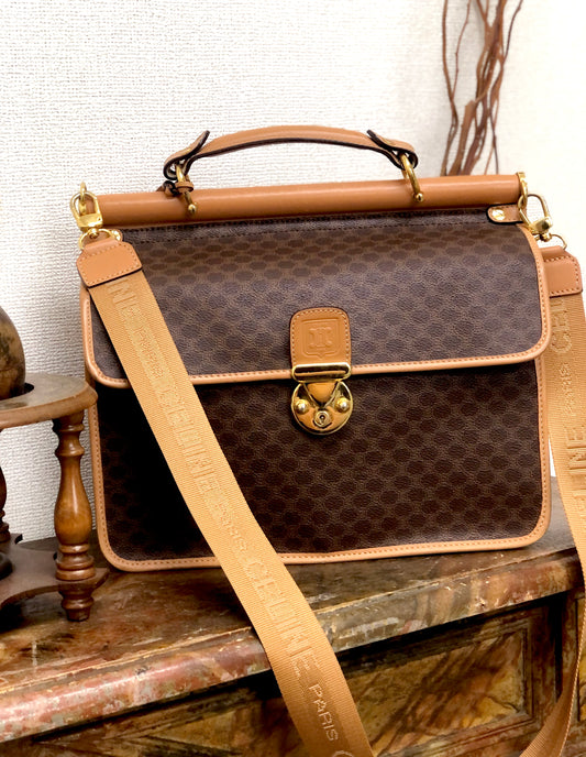 CELINE Macadam Doctor bag Crossbody Shoulder bag Brown Vintage OldCELINE tts4iw