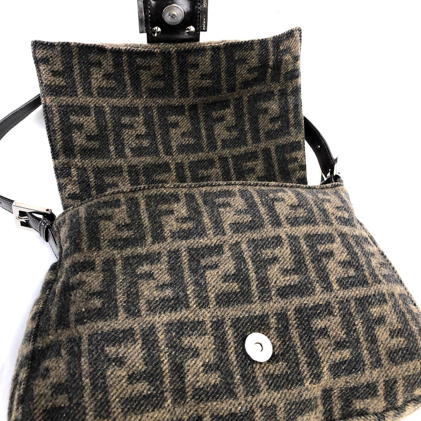 FENDI Zucca Bucket Wool Shoulder bag Handbag Brown Vintage Old h7skhg