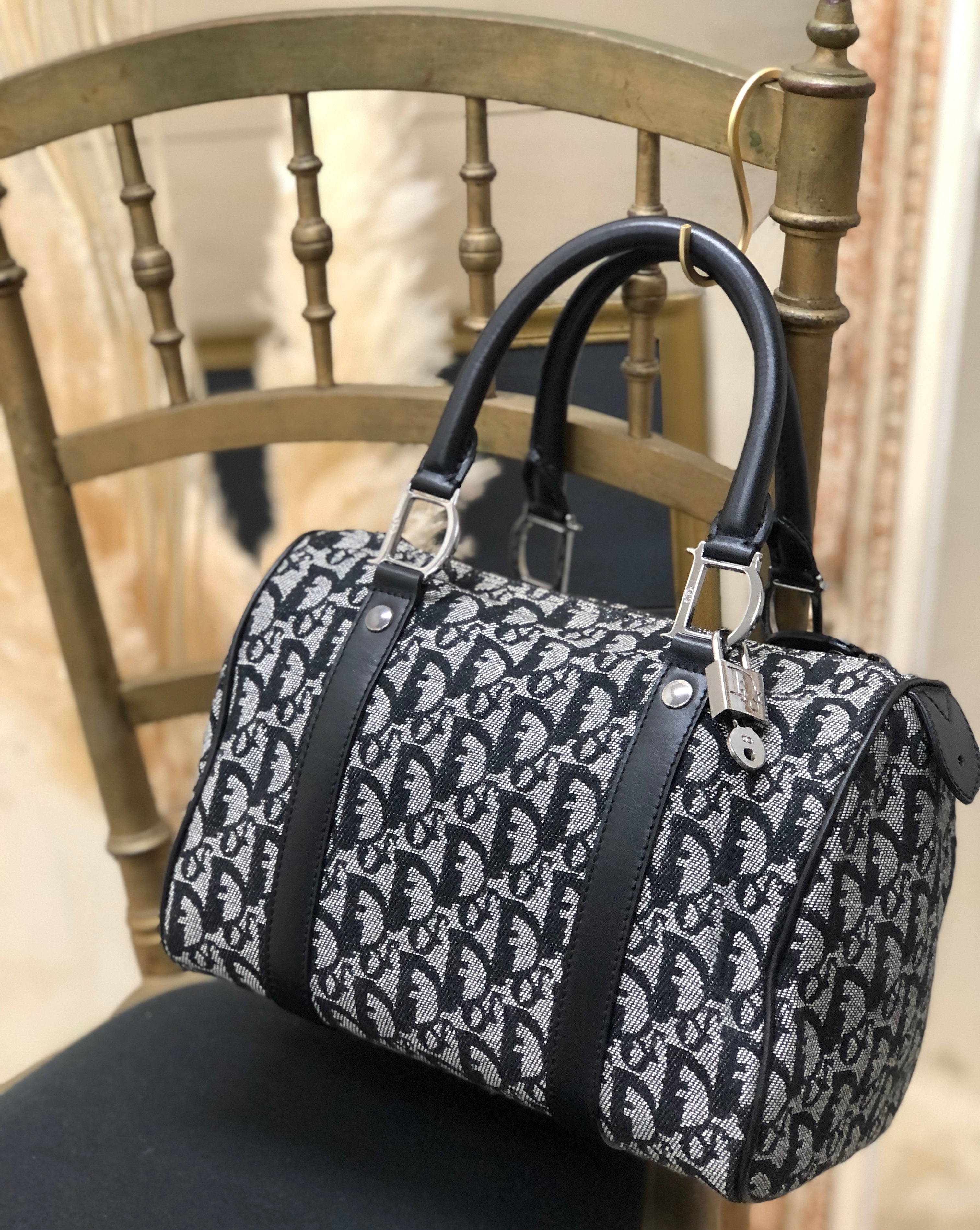Christian Dior Trotter Jacquard Mini Bostonbag Handbag Black Vintage O –  VintageShop solo