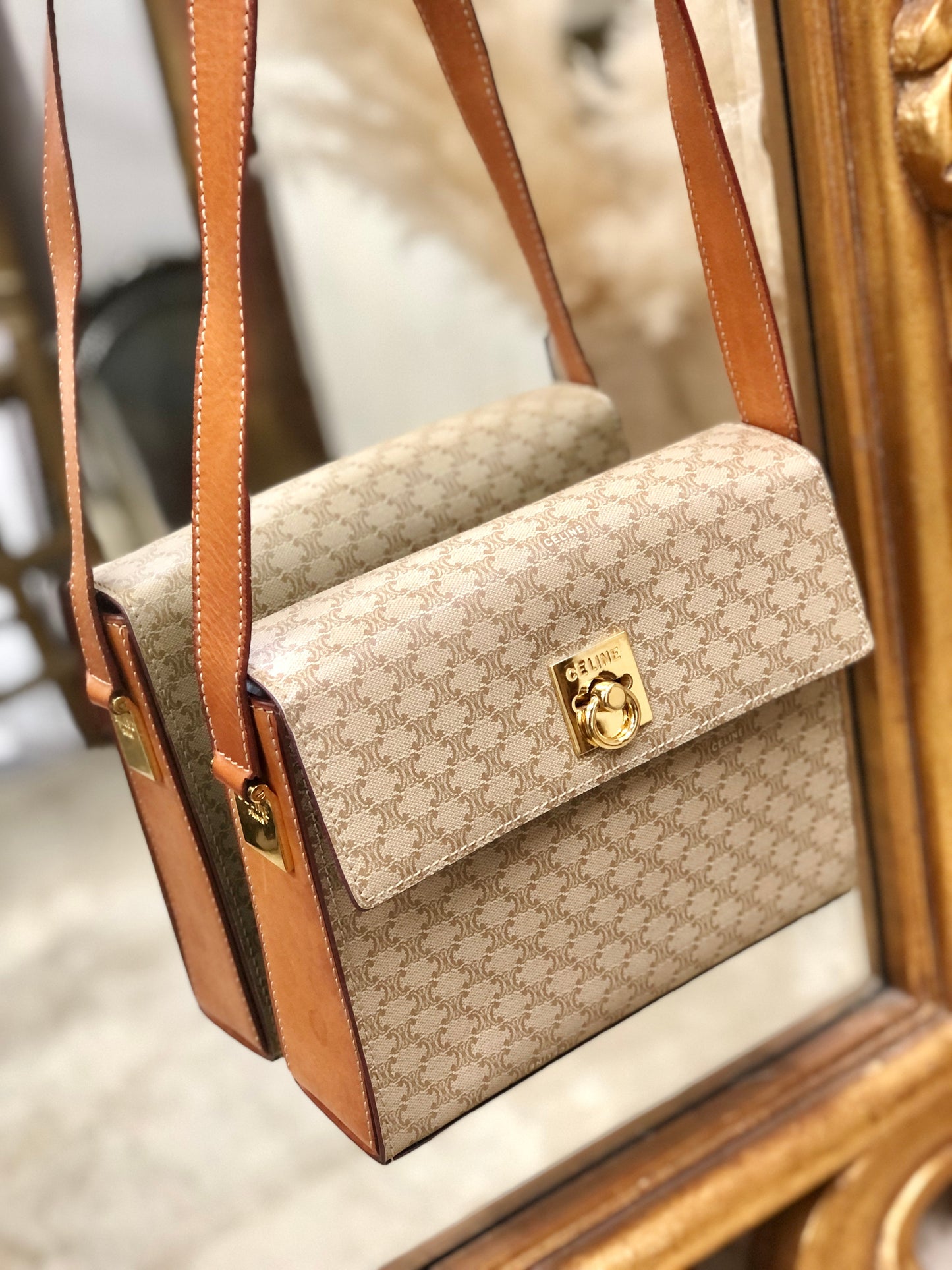 CELINE Macadam Gancini Box 單肩包 米色 復古 舊款 CELINE nk8rzw