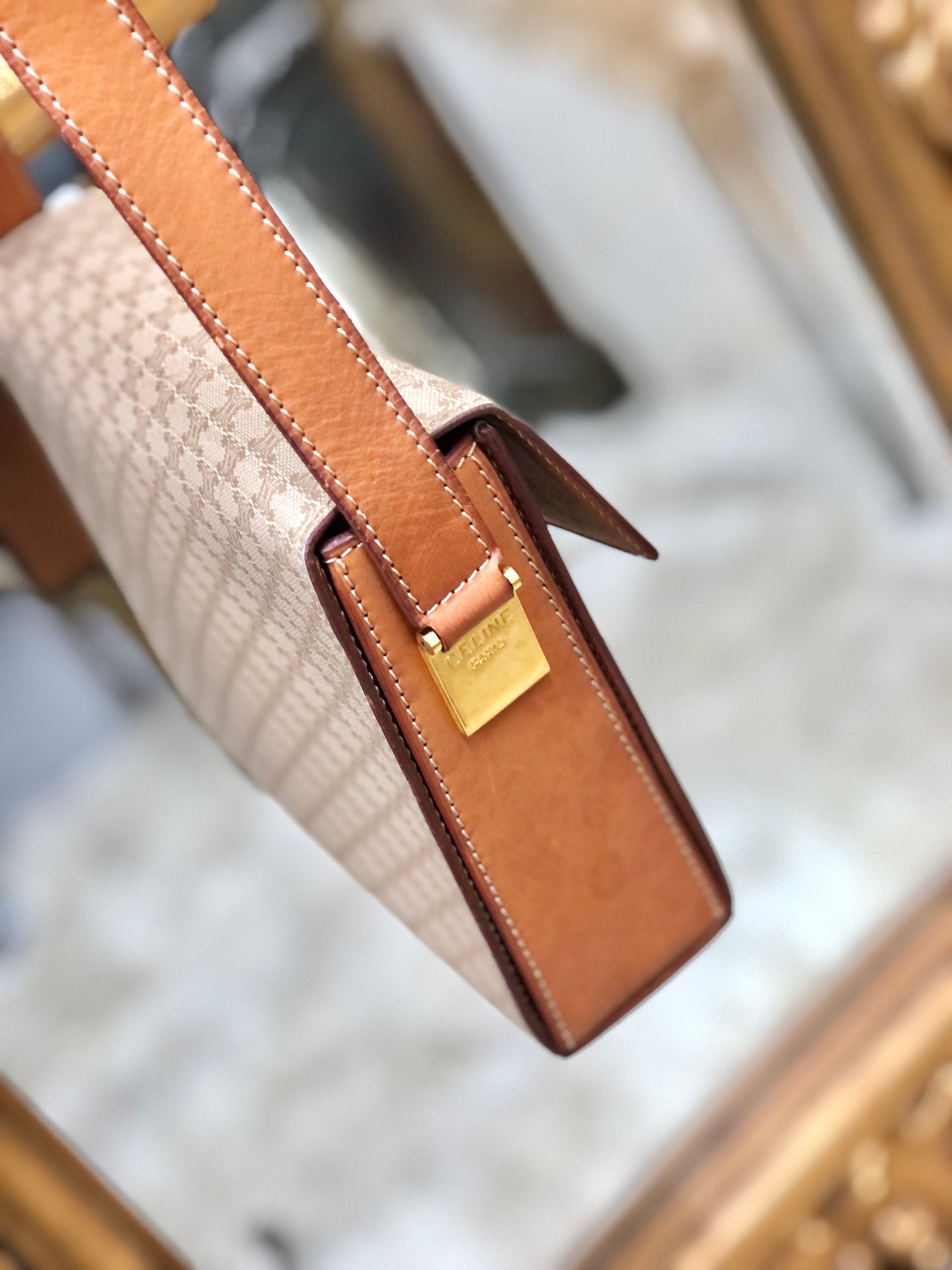 CELINE Macadam Gancini Box 單肩包 米色 復古 舊款 CELINE nk8rzw