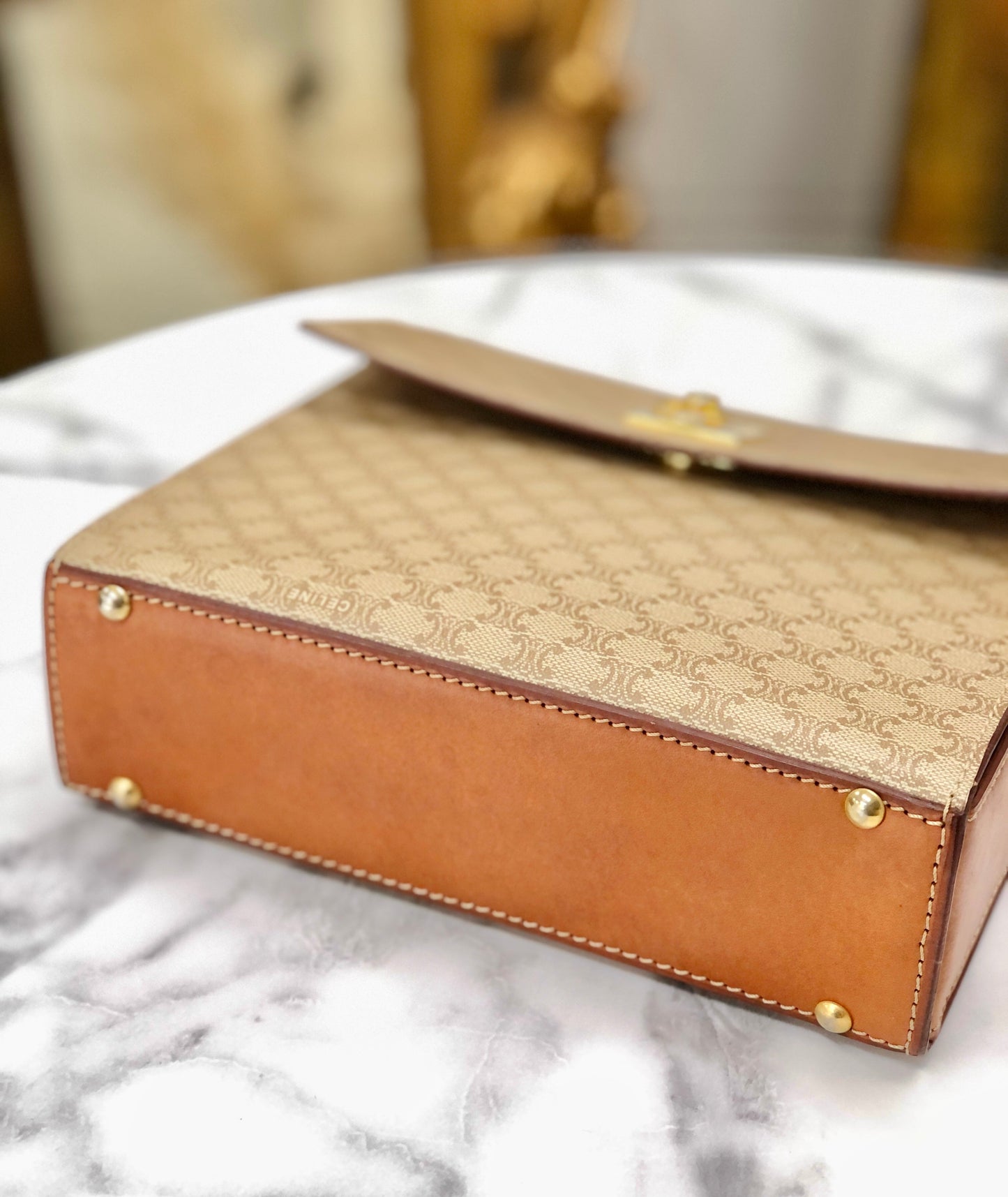 CELINE Macadam Gancini Box 單肩包 米色 復古 舊款 CELINE nk8rzw
