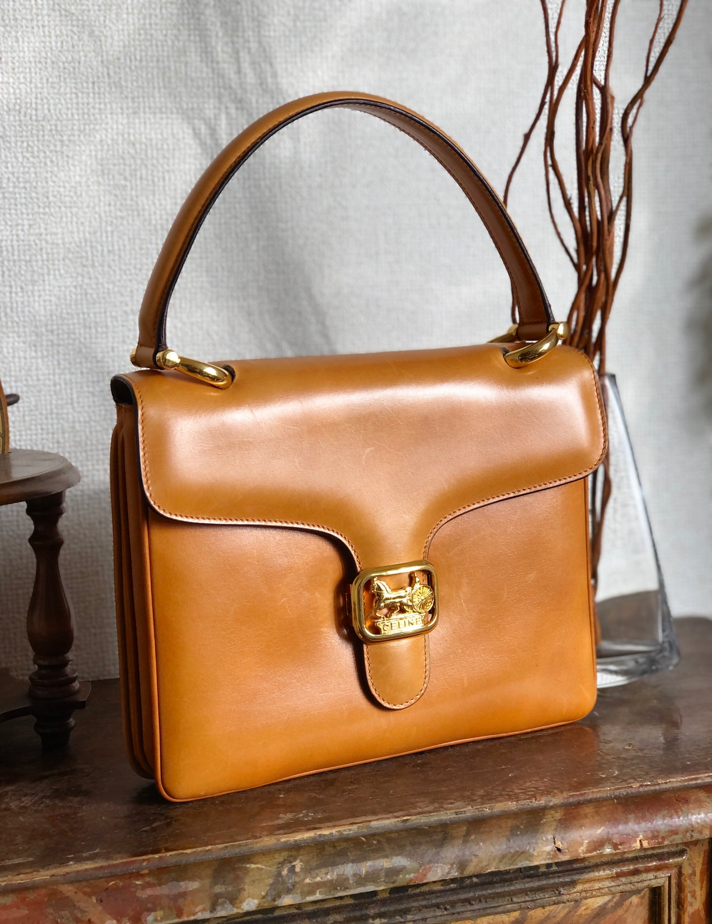 CELINE 馬車手提包 駝色 Vintage Old Celine vksi3i